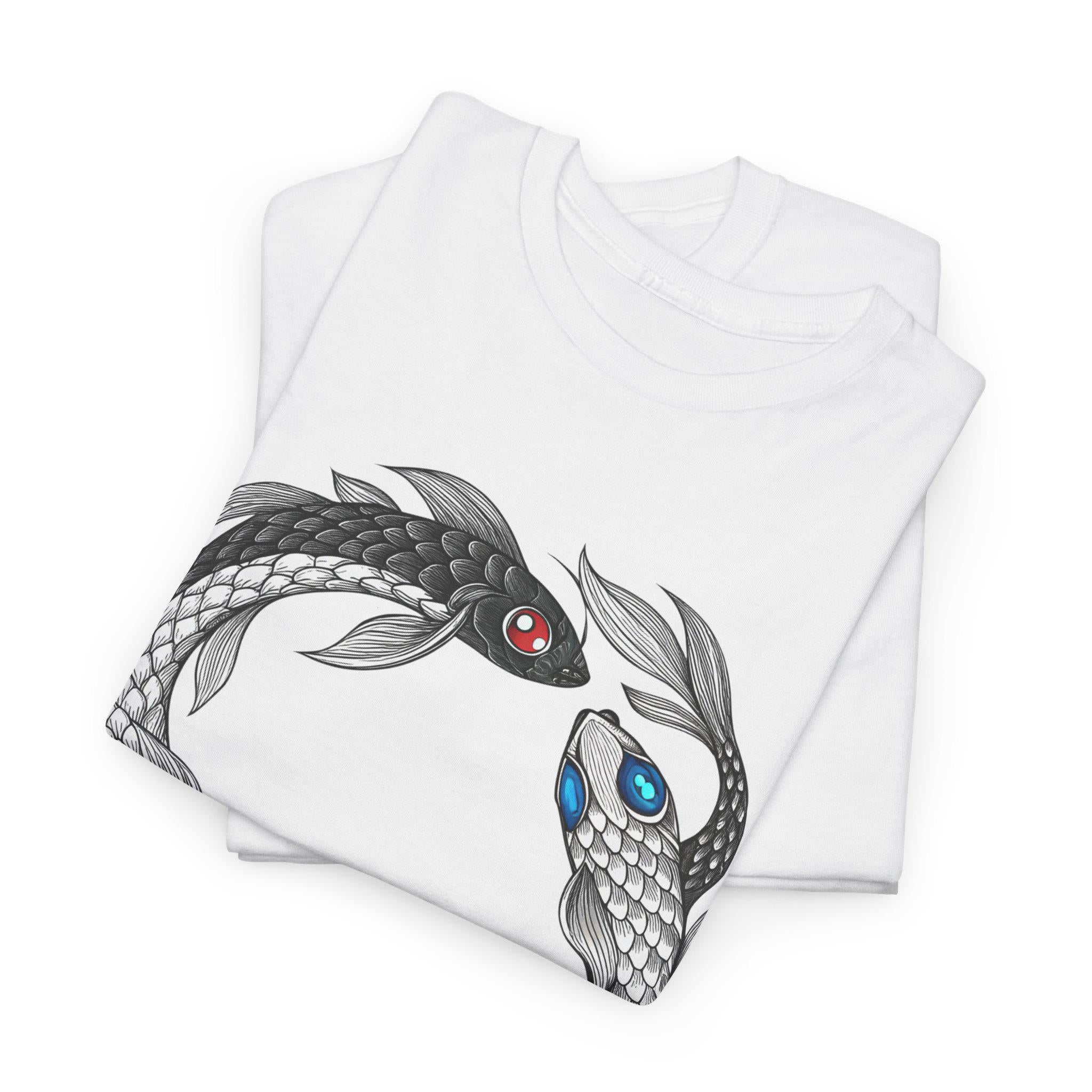Mythical Koi Fish Graphic Tee: Hand-Drawn Sea Serpent Unisex T-Shirt