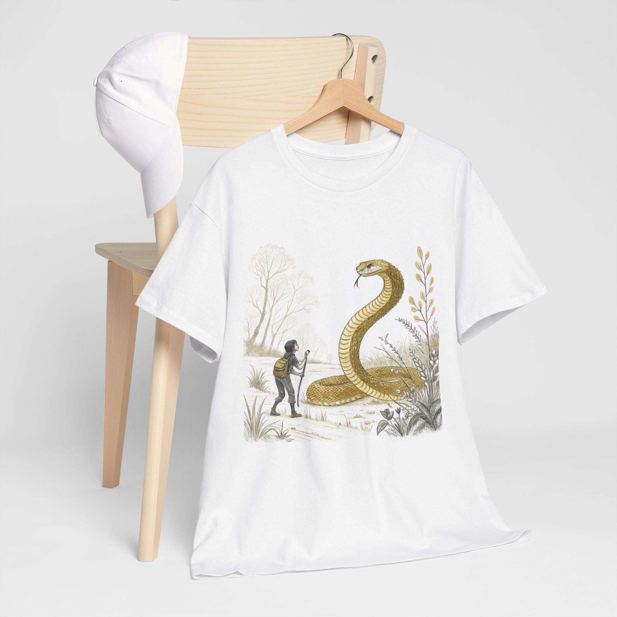 Golden Naga Snake Graphic Tee: Mystical Fantasy Serpent Shirt