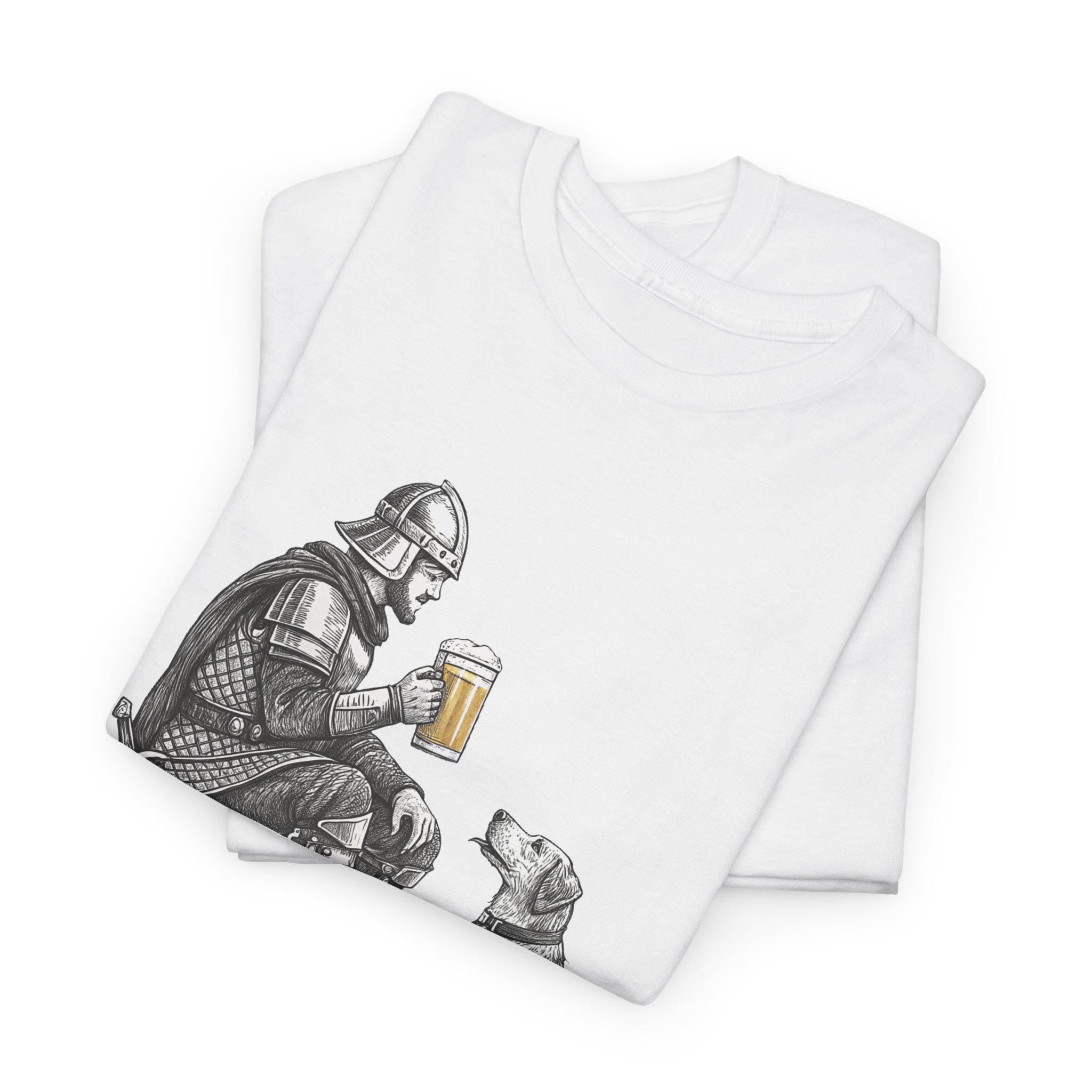 Pint Knight Graphic Tee: Hand-Drawn Medieval Fantasy T-Shirt