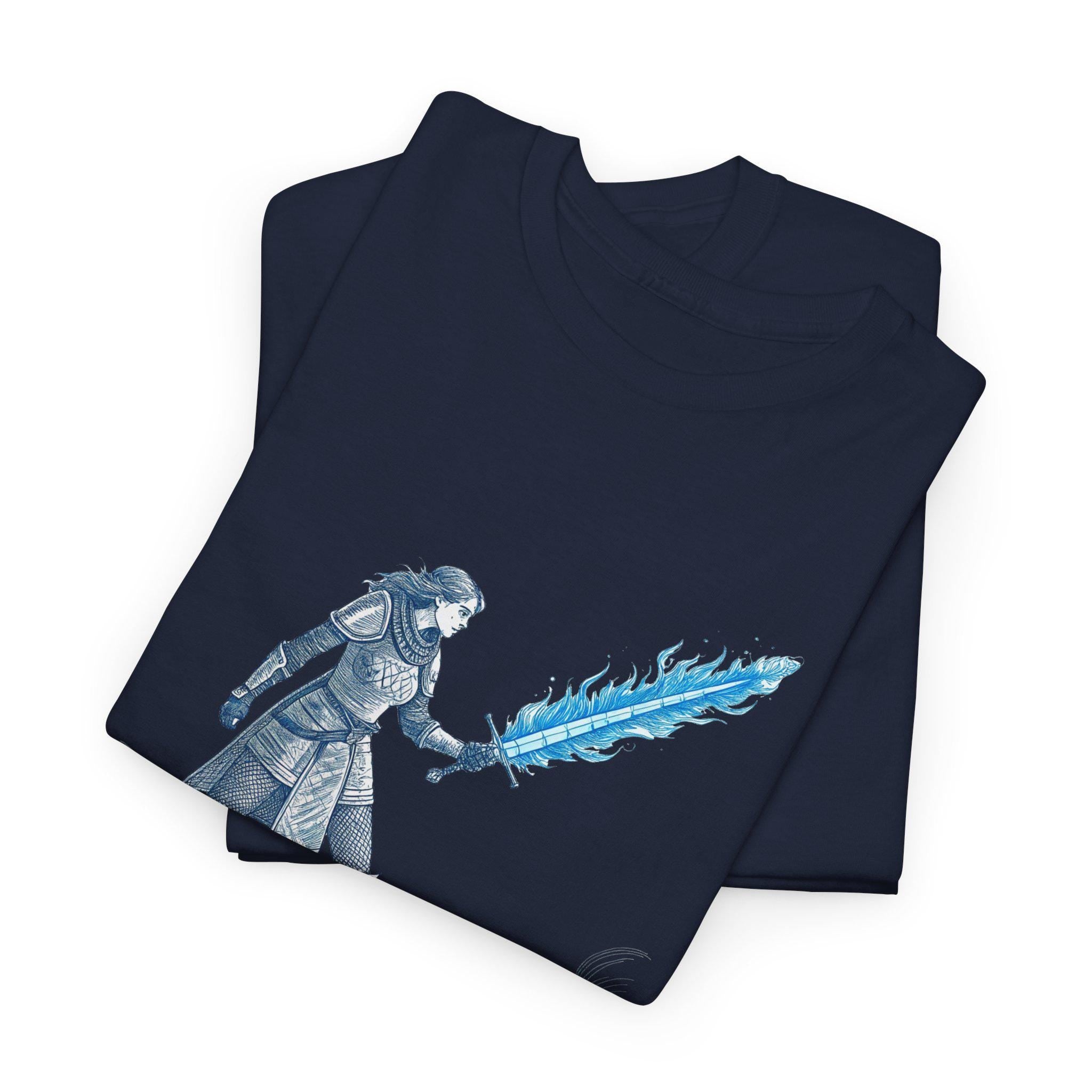 Female Knight T-Shirt: Medieval Sword Fantasy Graphic Tee