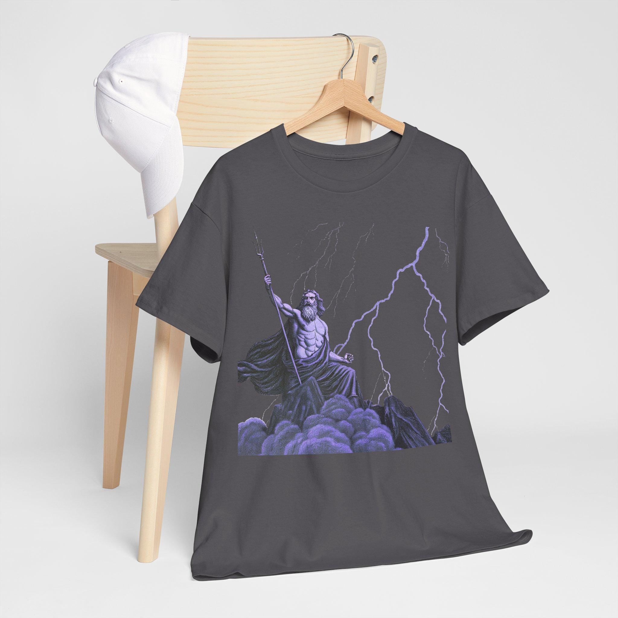 Zeus Lightning Graphic T-Shirt: Purple Greek Mythology Tee