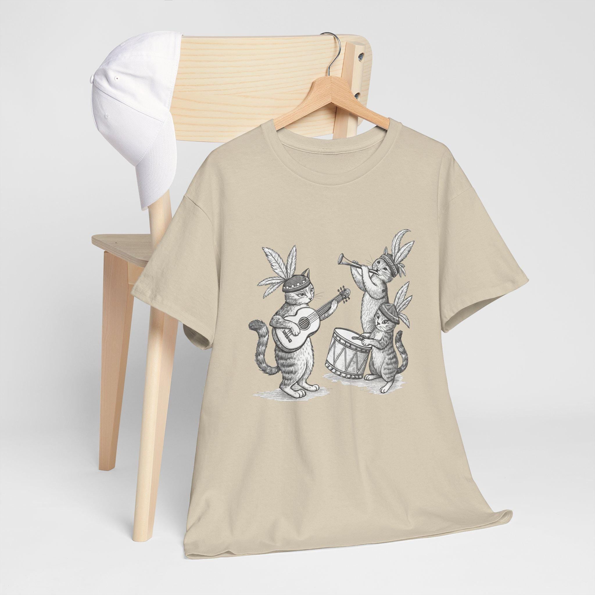 Medieval Cat Band Graphic Tee: Fantasy Mythology Unisex Shirt