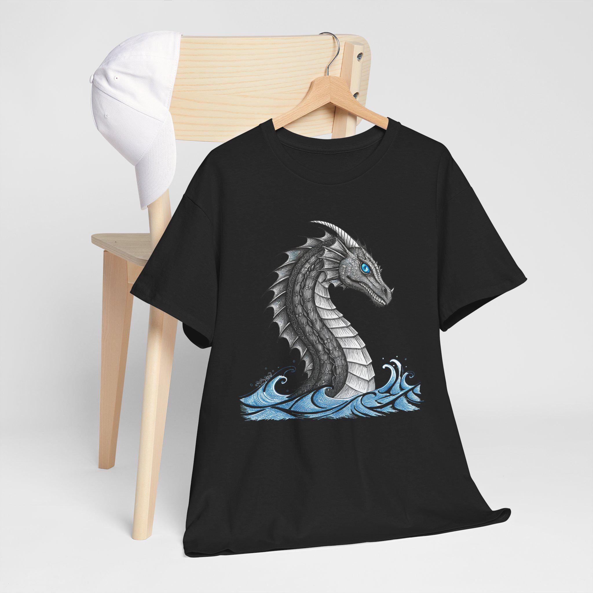 Sea Serpent Graphic Tee: Medieval Fantasy Cotton T-Shirt