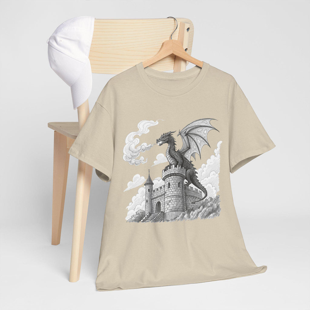 Dragon Castle Graphic Tee: Dungeons and Dragons Cotton T-Shirt