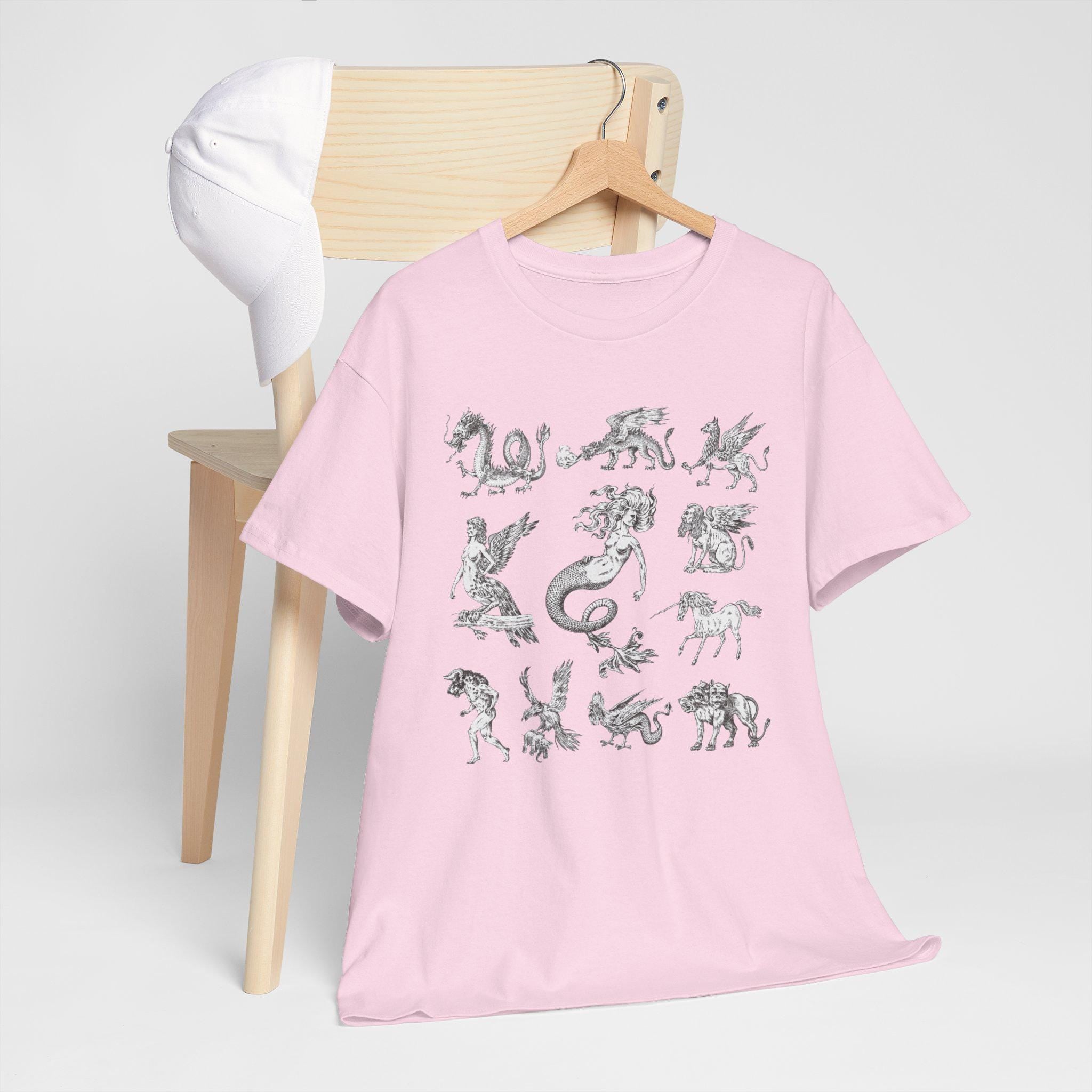 Castlecore Mythical Creatures Graphic Tee, Mystic Fantasy Shirt, Hand Drawn Unisex T-Shirt