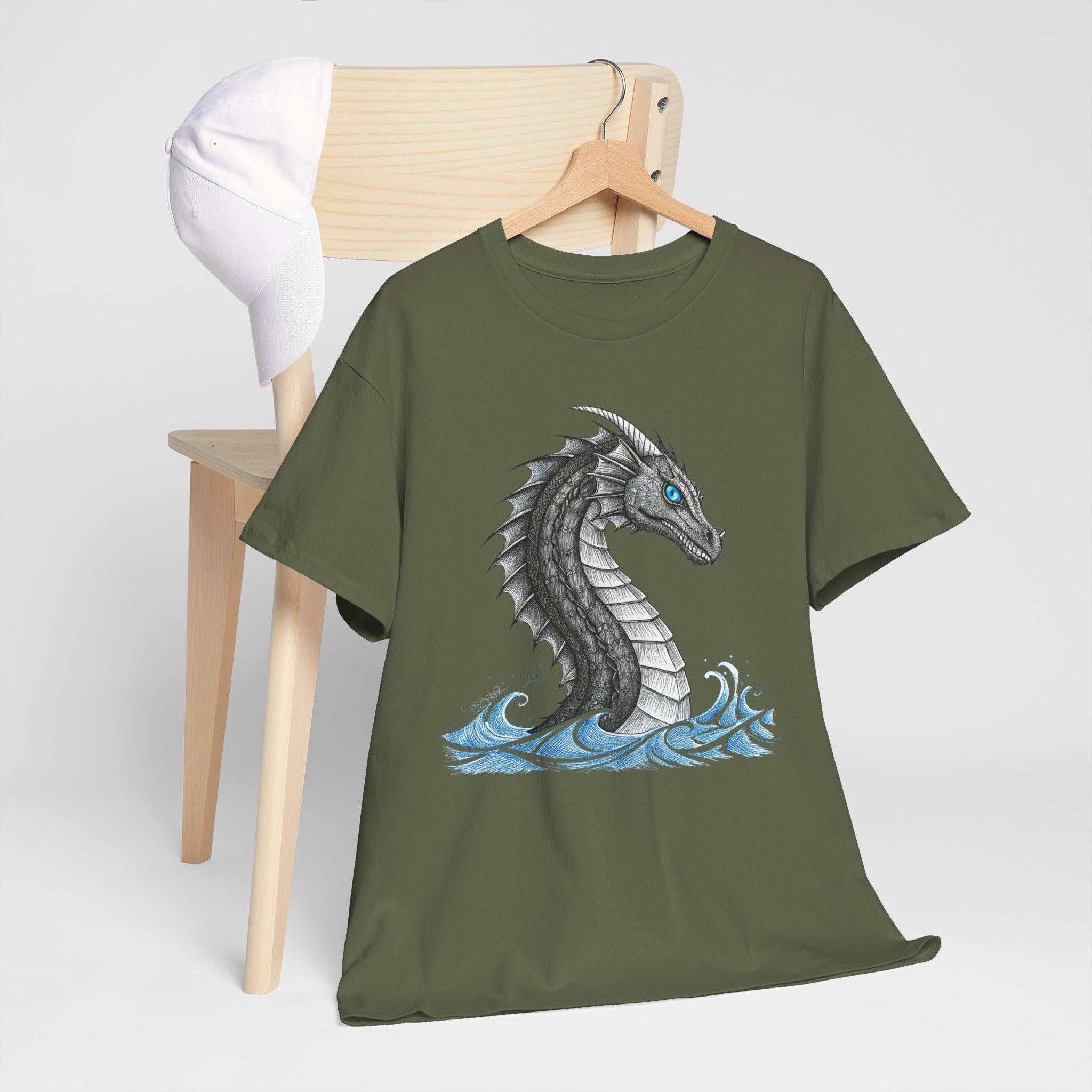 Sea Serpent Graphic Tee: Medieval Fantasy Cotton T-Shirt