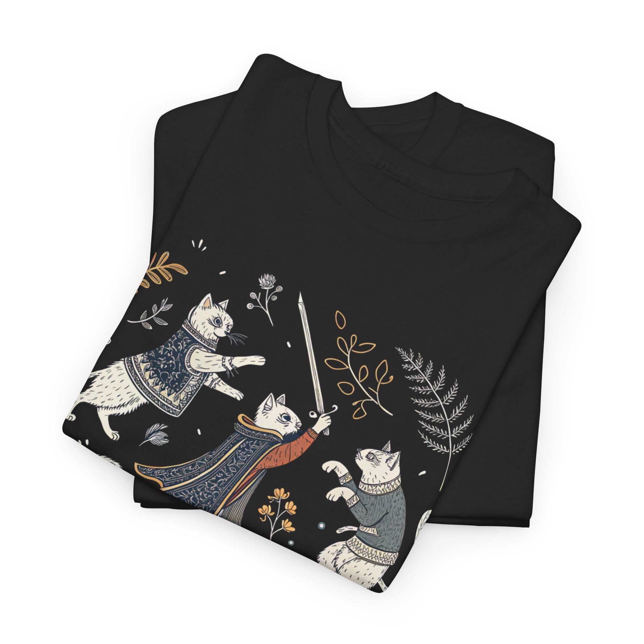 Medieval Cats Graphic Tee: Fantasy Renaissance T-Shirt