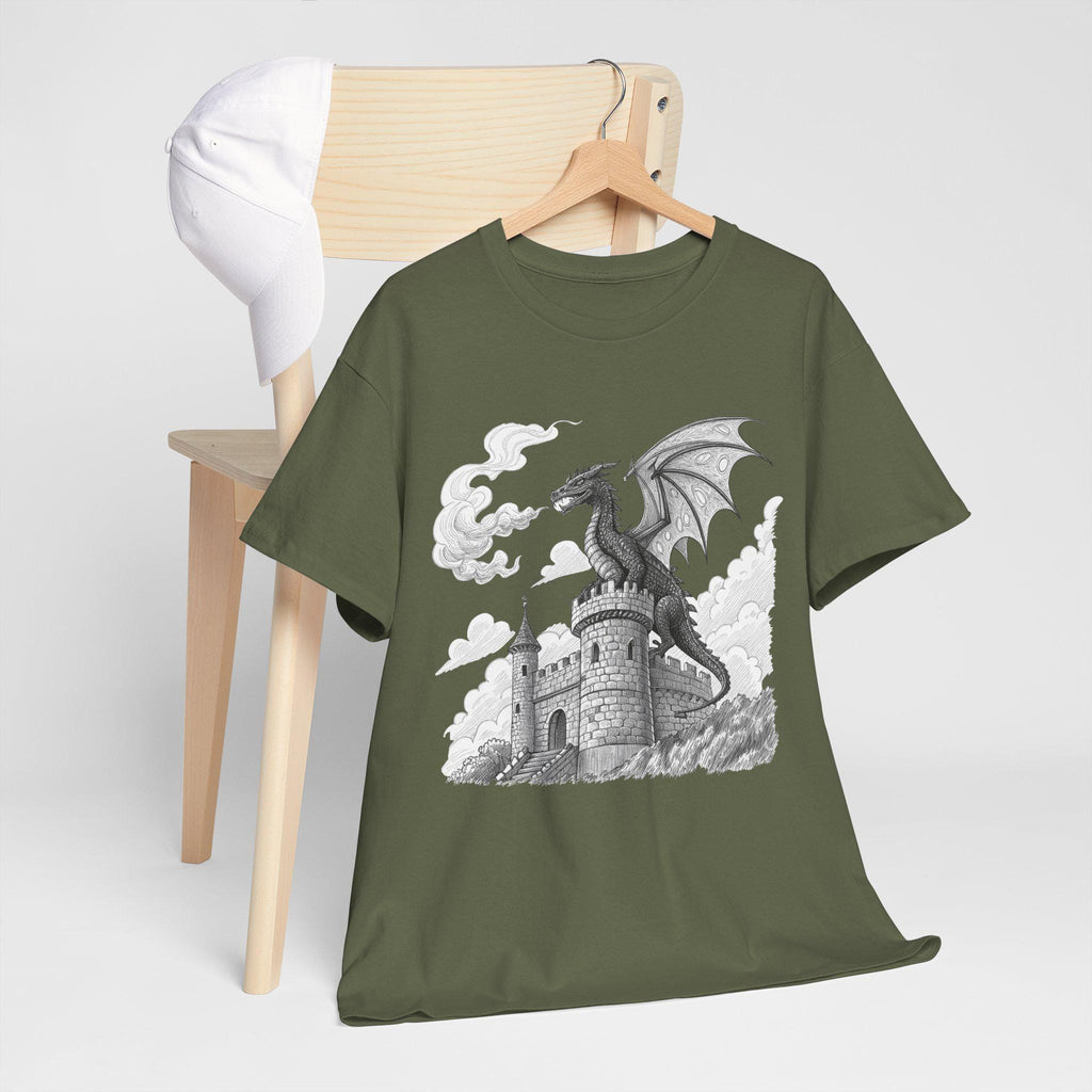 Dragon Castle Graphic Tee: Dungeons and Dragons Cotton T-Shirt