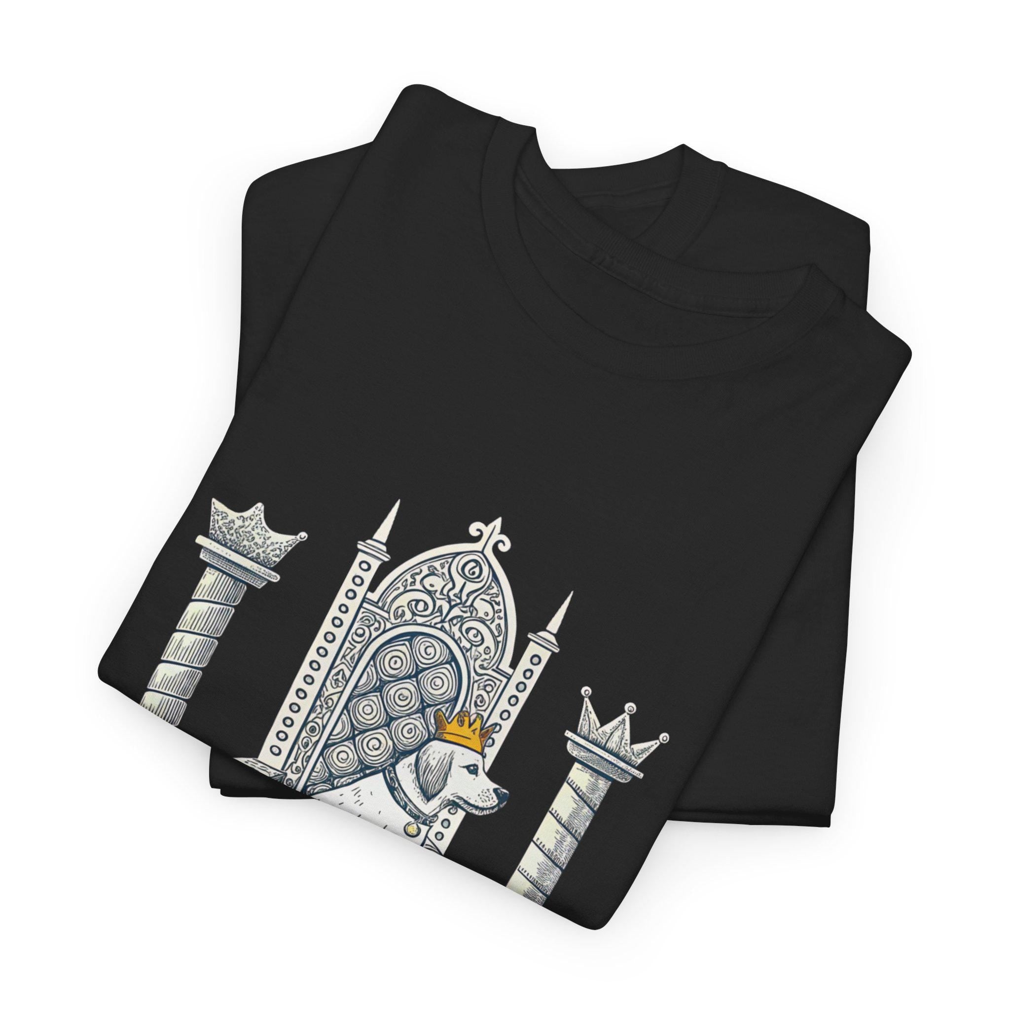Medieval Dog King Graphic Tee: Fantasy Animal Kingdom Shirt