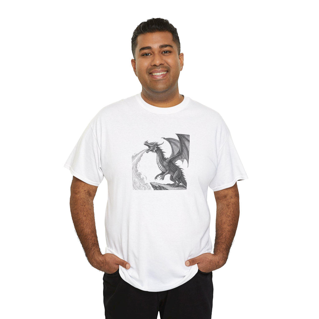 Dragon Breathing Fire Graphic Tee: Unisex Fantasy T-Shirt