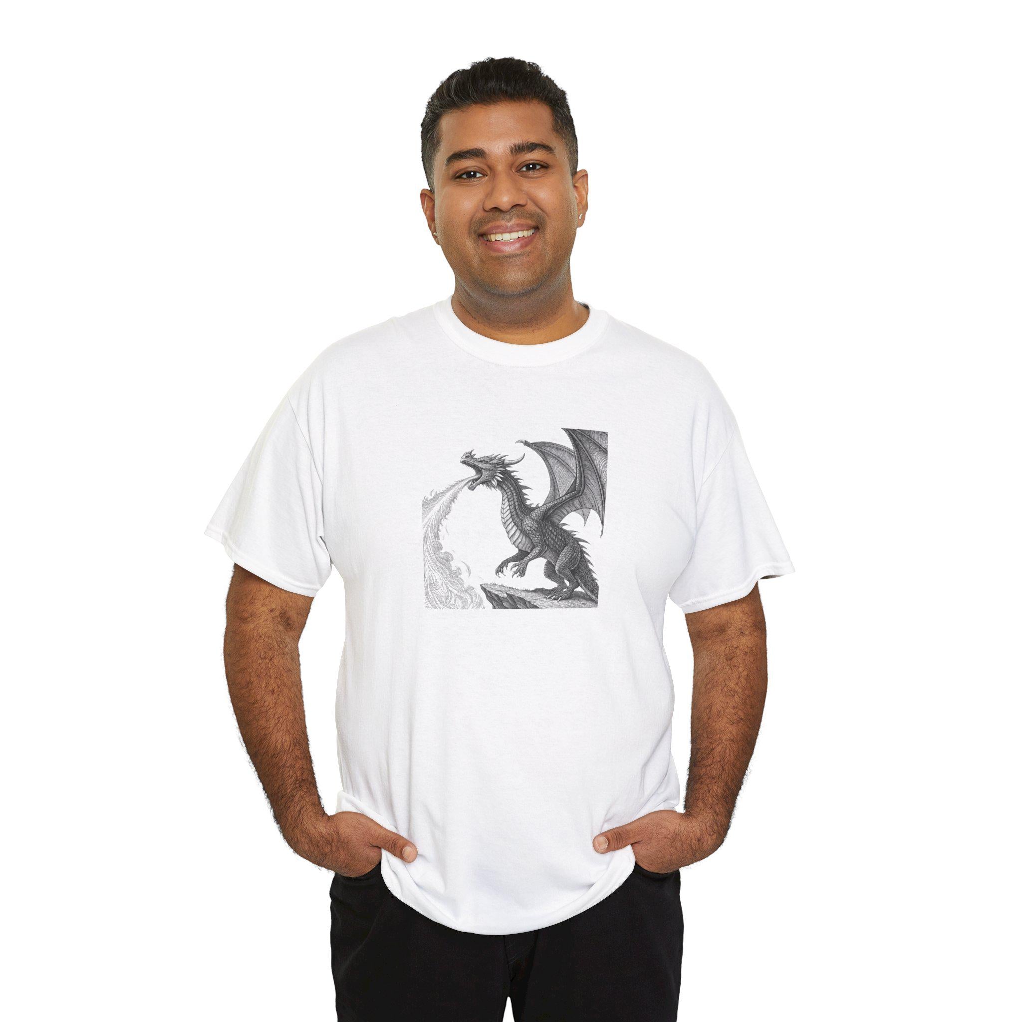 Dragon Breathing Fire Graphic Tee: Unisex Fantasy T-Shirt