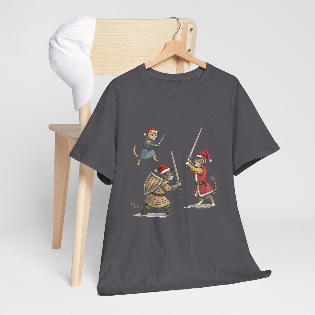 Christmas Medieval Cats Graphic Tee, Holiday Feline Shirt