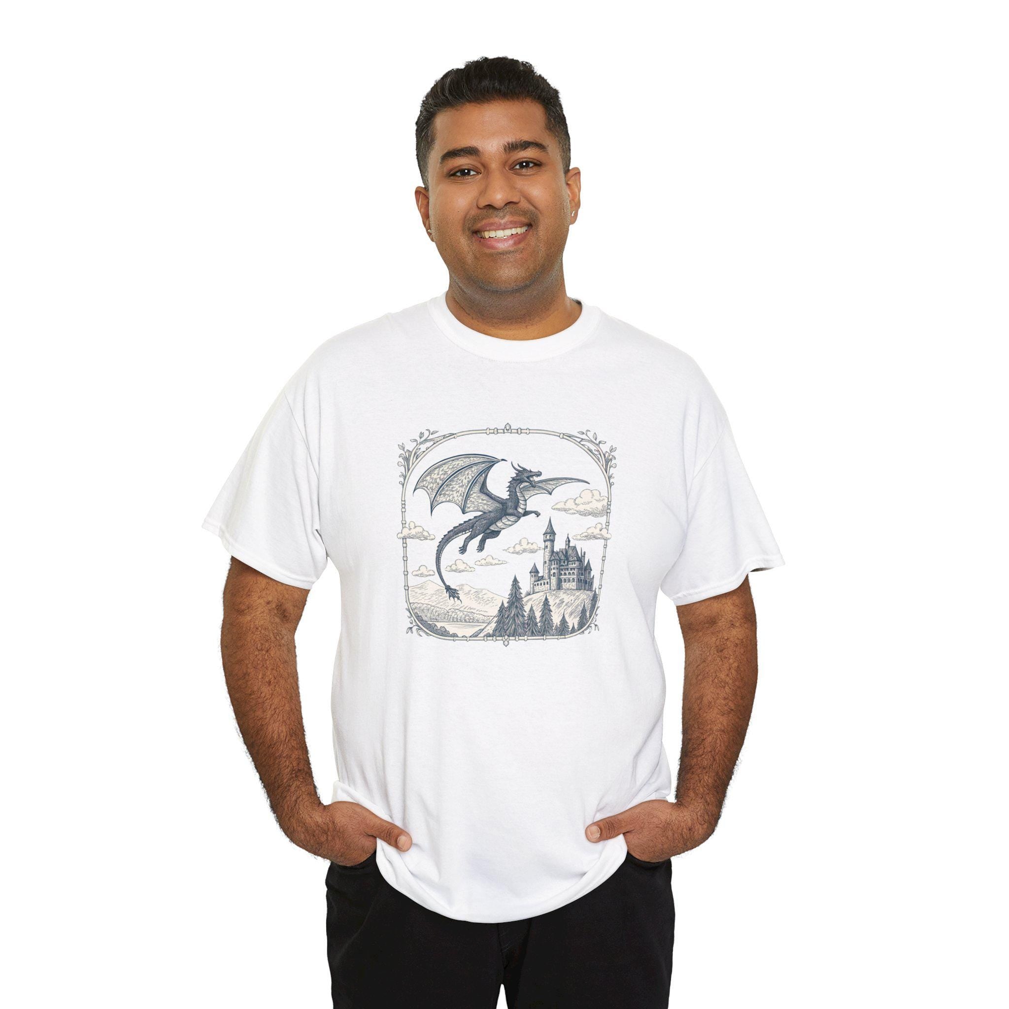 Dragon Castle Graphic Tee: Unisex Fantasy T-Shirt