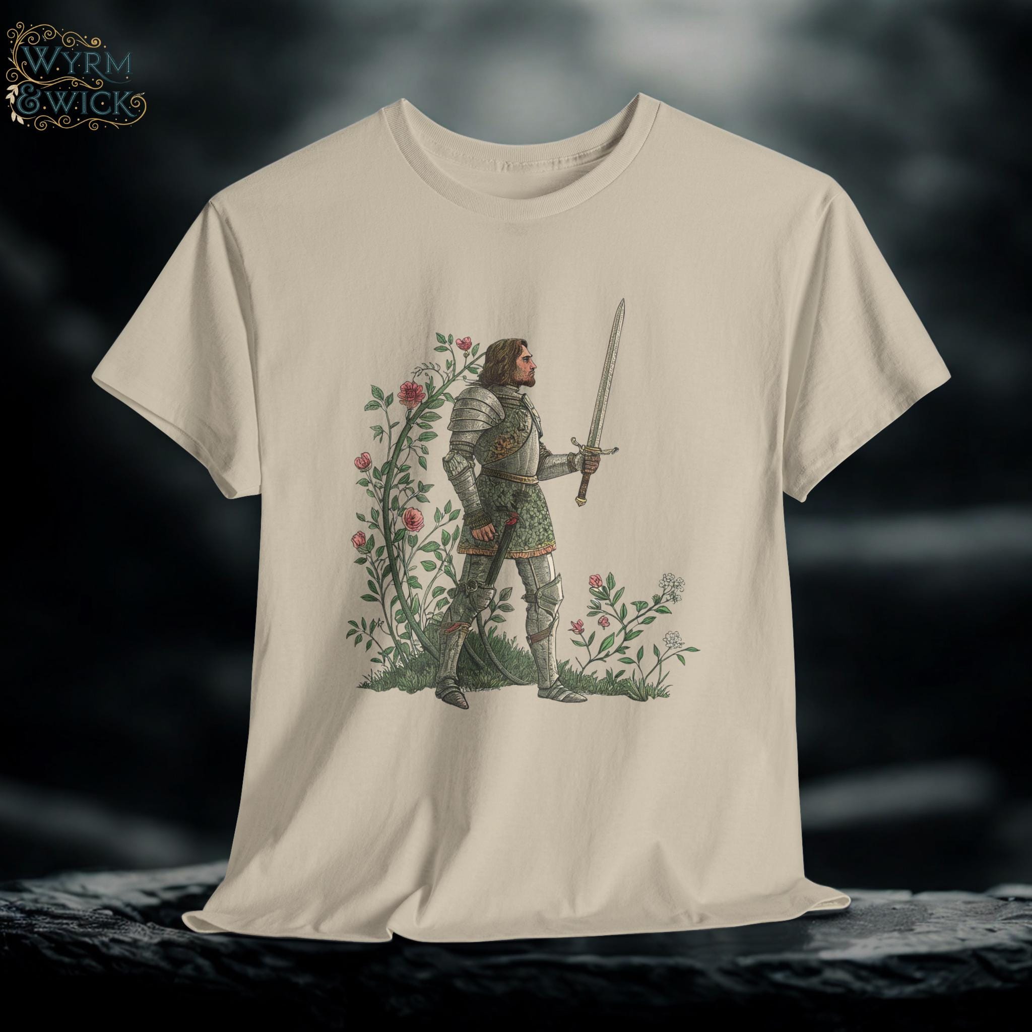 Castlecore Flower Knight Graphic Tee: Medieval Fantasy Unisex Shirt