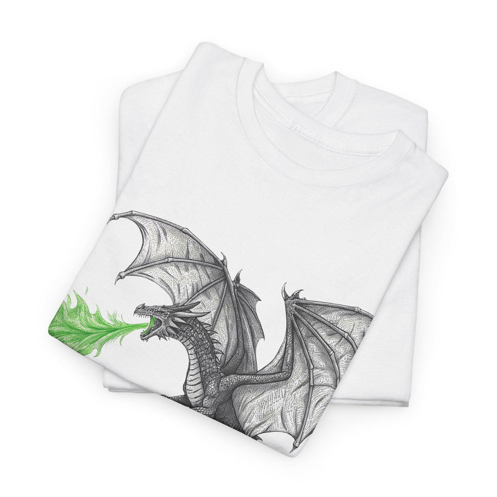 Dragon Breathing Fire Graphic Tee: Medieval Fantasy Unisex T-Shirt