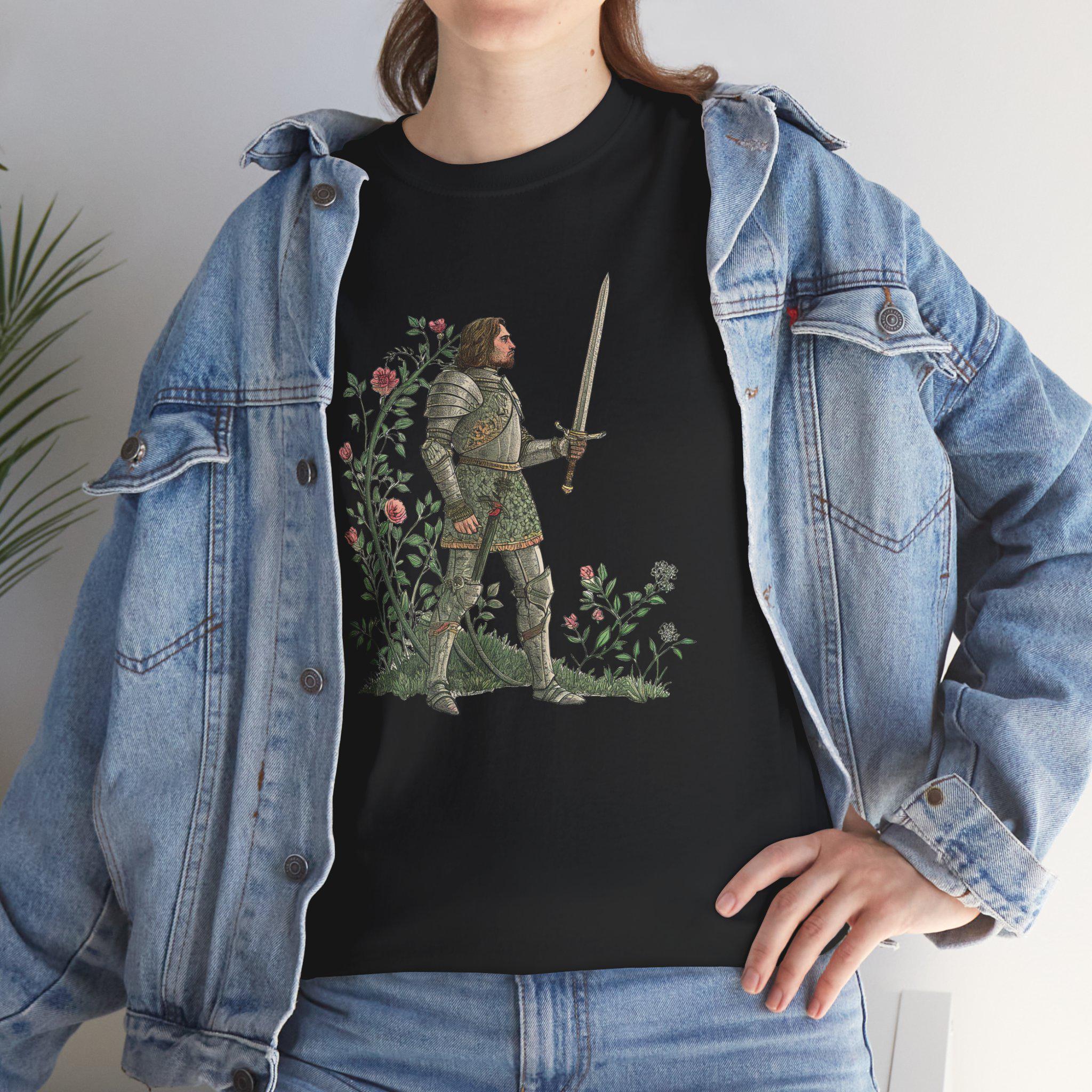 Castlecore Flower Knight Graphic Tee: Medieval Fantasy Unisex Shirt