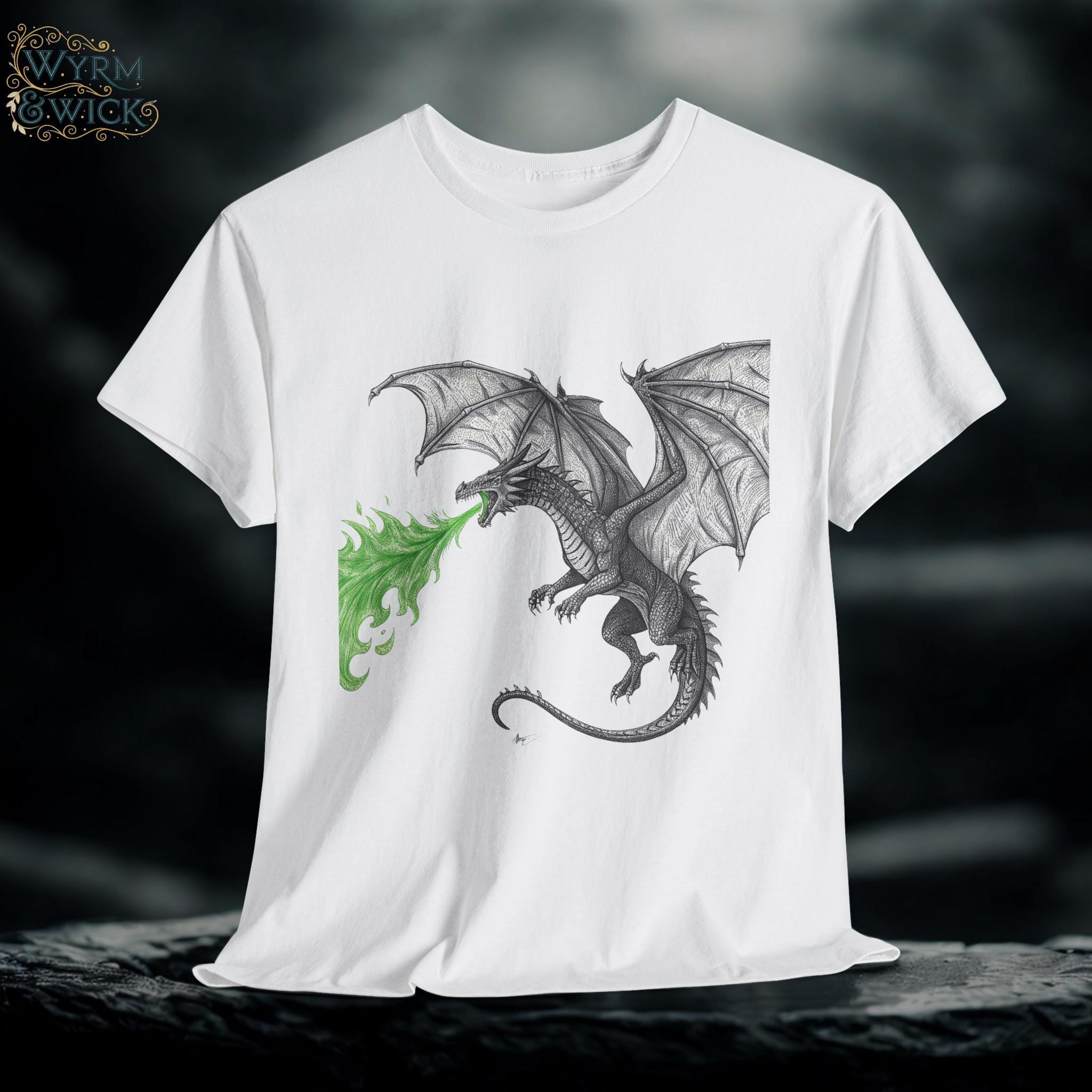 Dragon Breathing Fire Graphic Tee: Medieval Fantasy Unisex T-Shirt