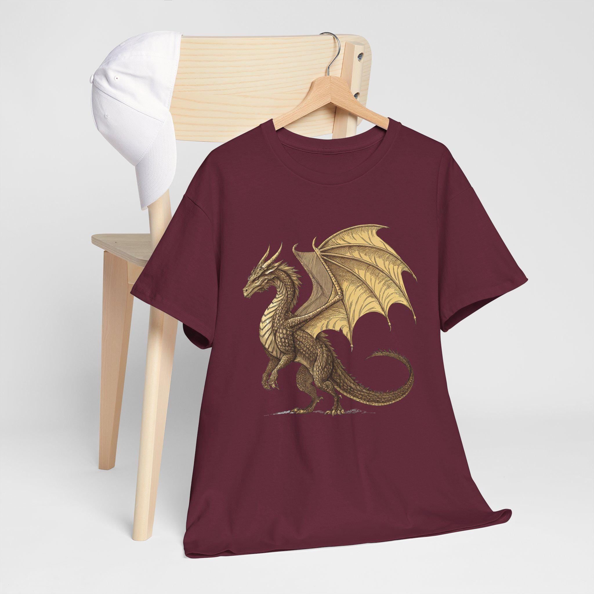 Golden Dragon Graphic Tee: Medieval Fantasy Shirt