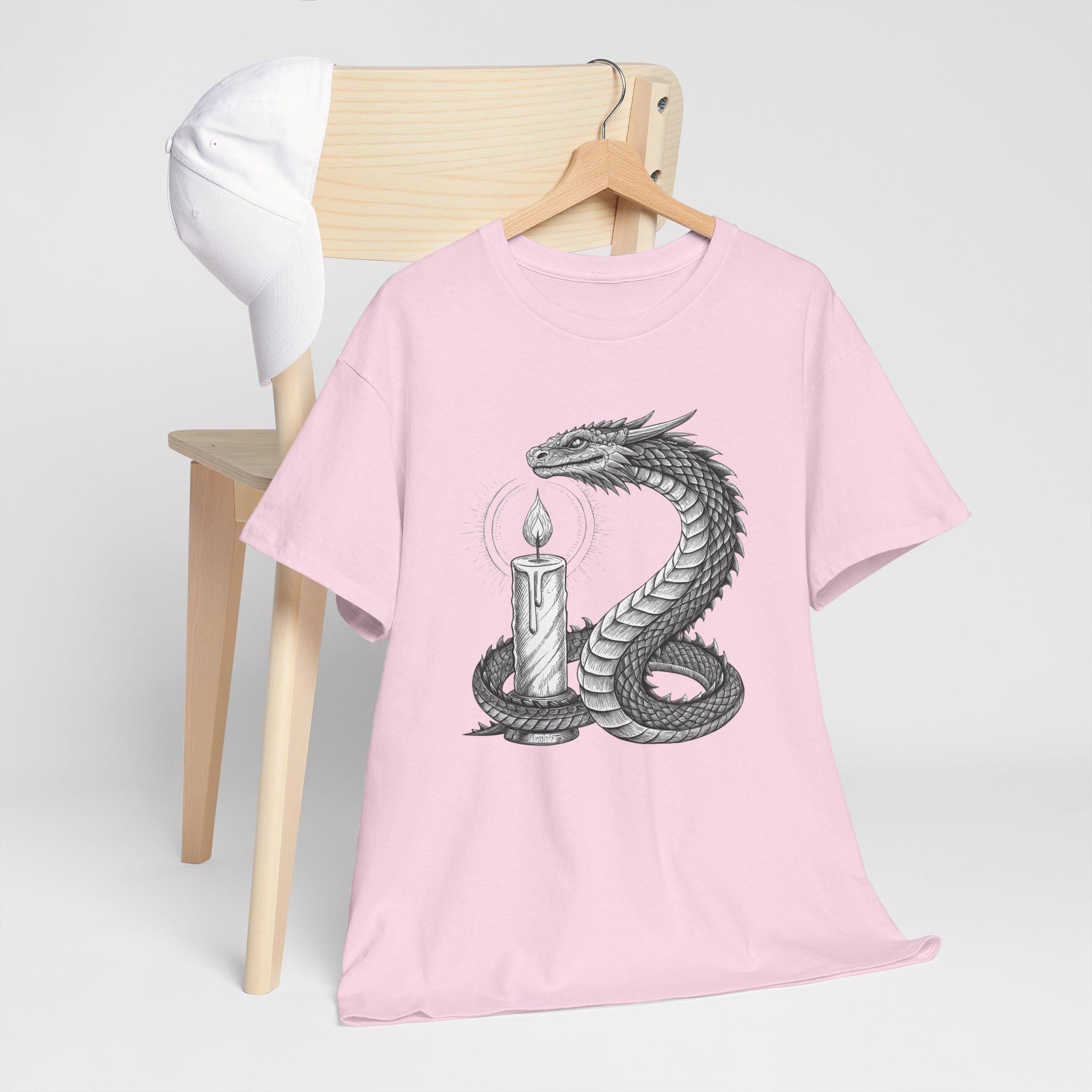 Medieval Dragon Graphic Tee: Hand-Drawn Fantasy T-Shirt