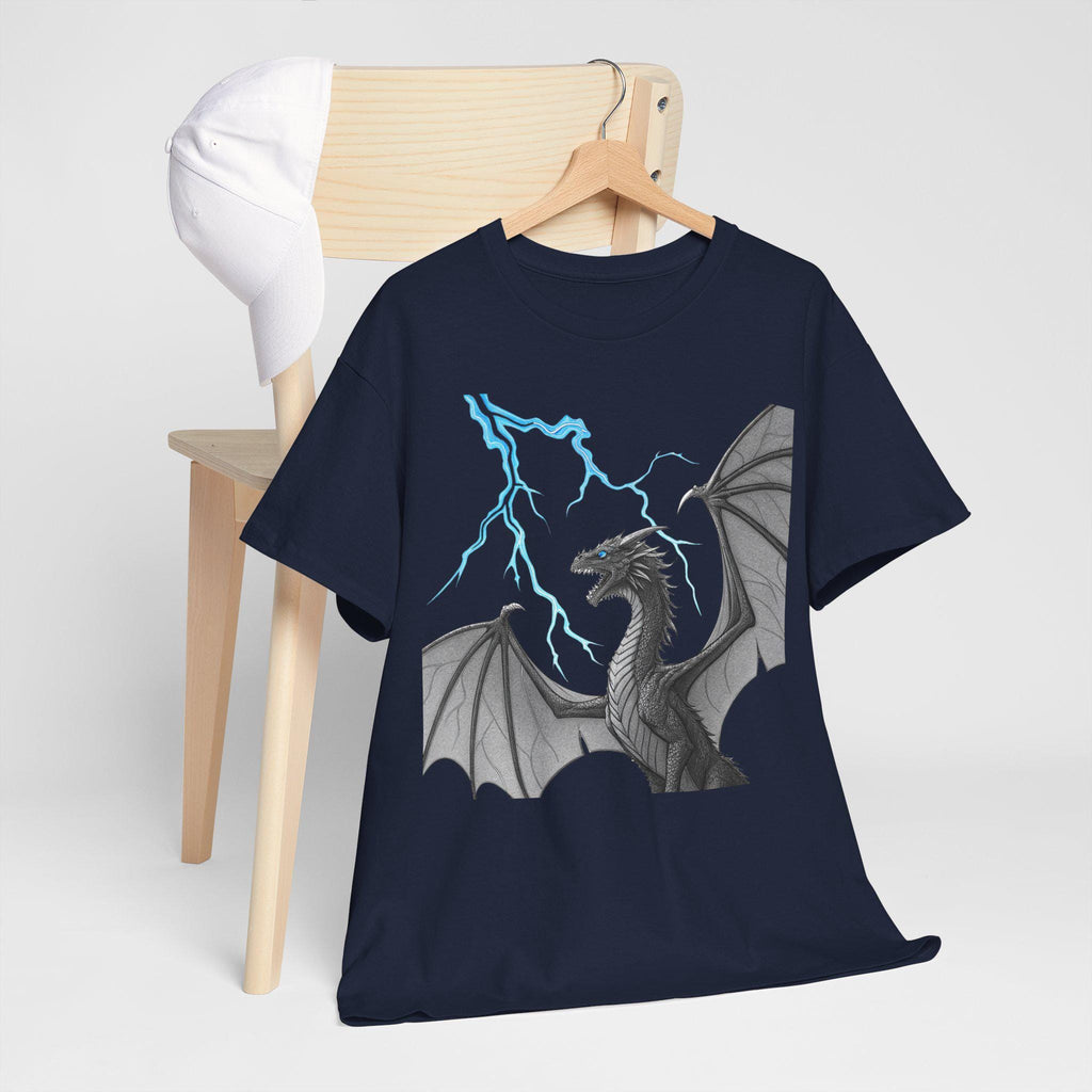 Dragon Lightning Graphic Tee: Hand-Drawn Fantasy Art, Unisex T-Shirt