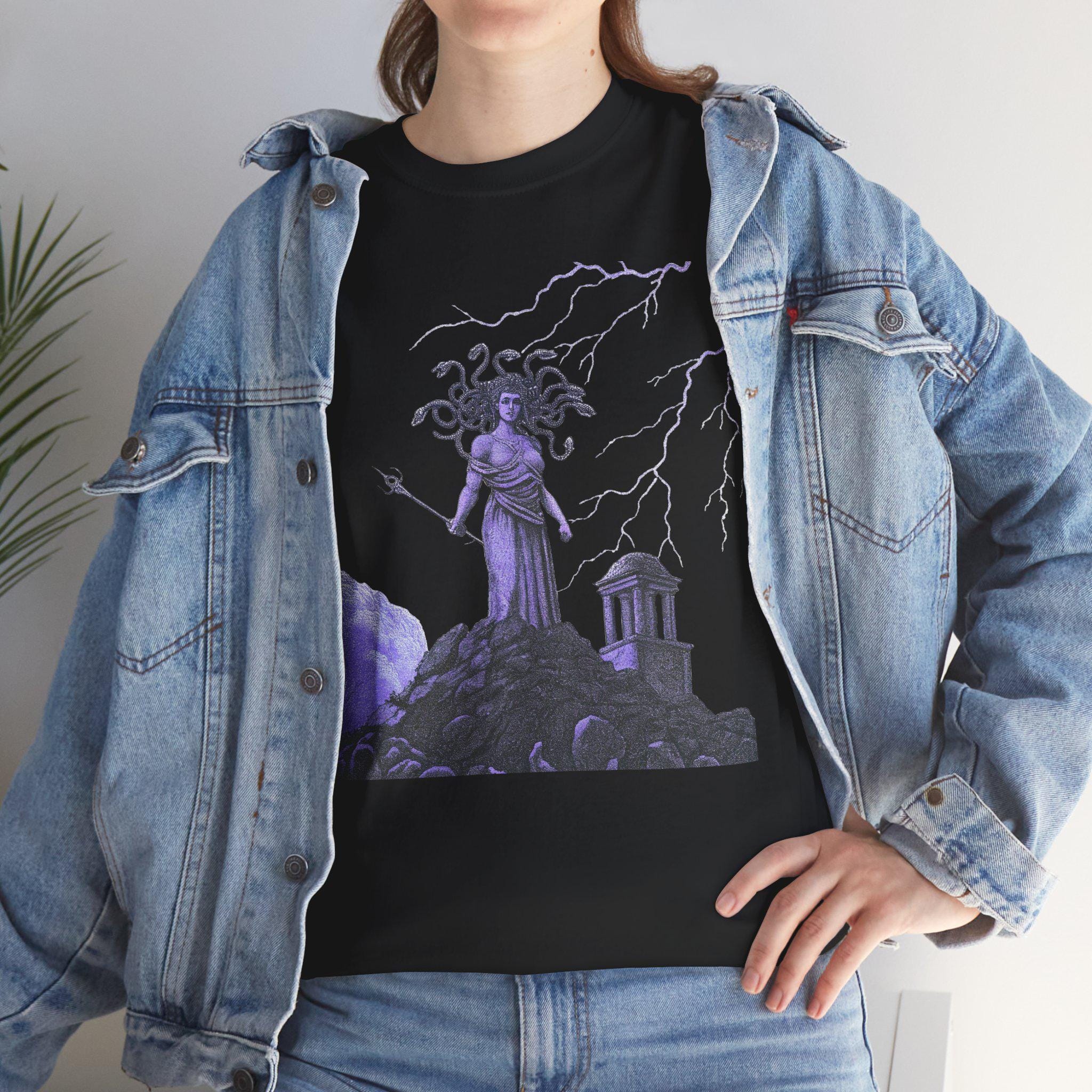 Purple Medusa Graphic Tee, Unisex Shirt, Mythology Fantasy Top, Mystic T-Shirt, Mythical Clothing Gift