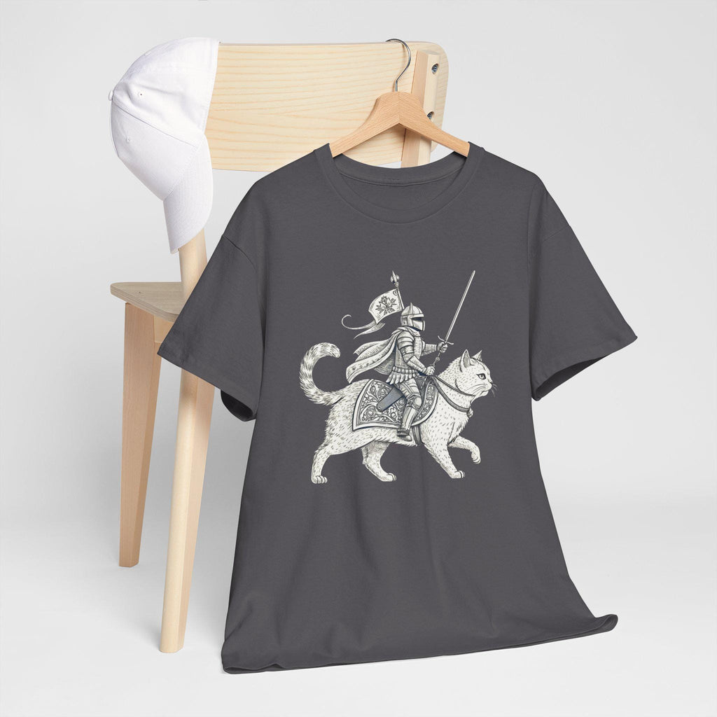 Knight Cat Rider T-Shirt: Funny Medieval Fantasy Graphic Tee
