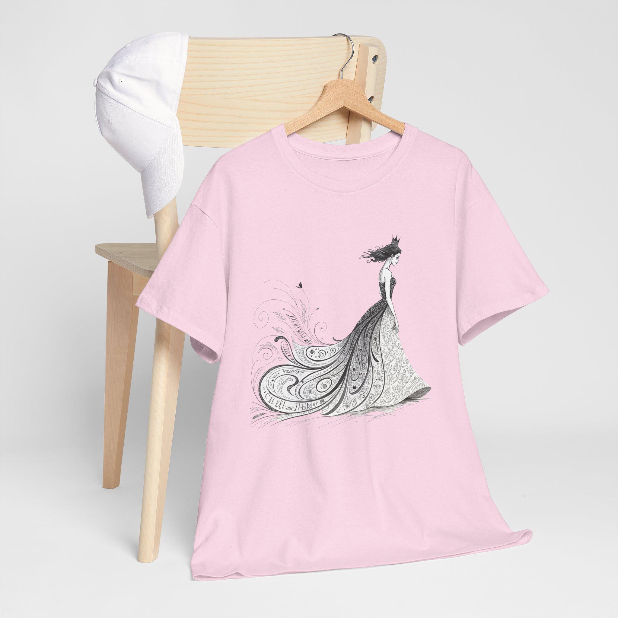 Calligraphy Queen Medieval Fantasy Graphic Tee, Castlecore Artistic Hand Drawn Shirt, Unisex Cotton Top