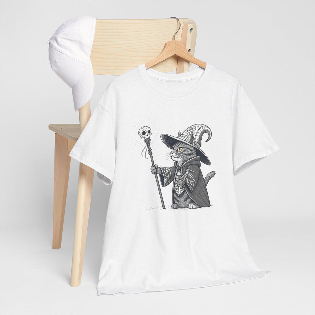 Necromancer Kitten Graphic Tee: Gothic Fantasy Cat Shirt