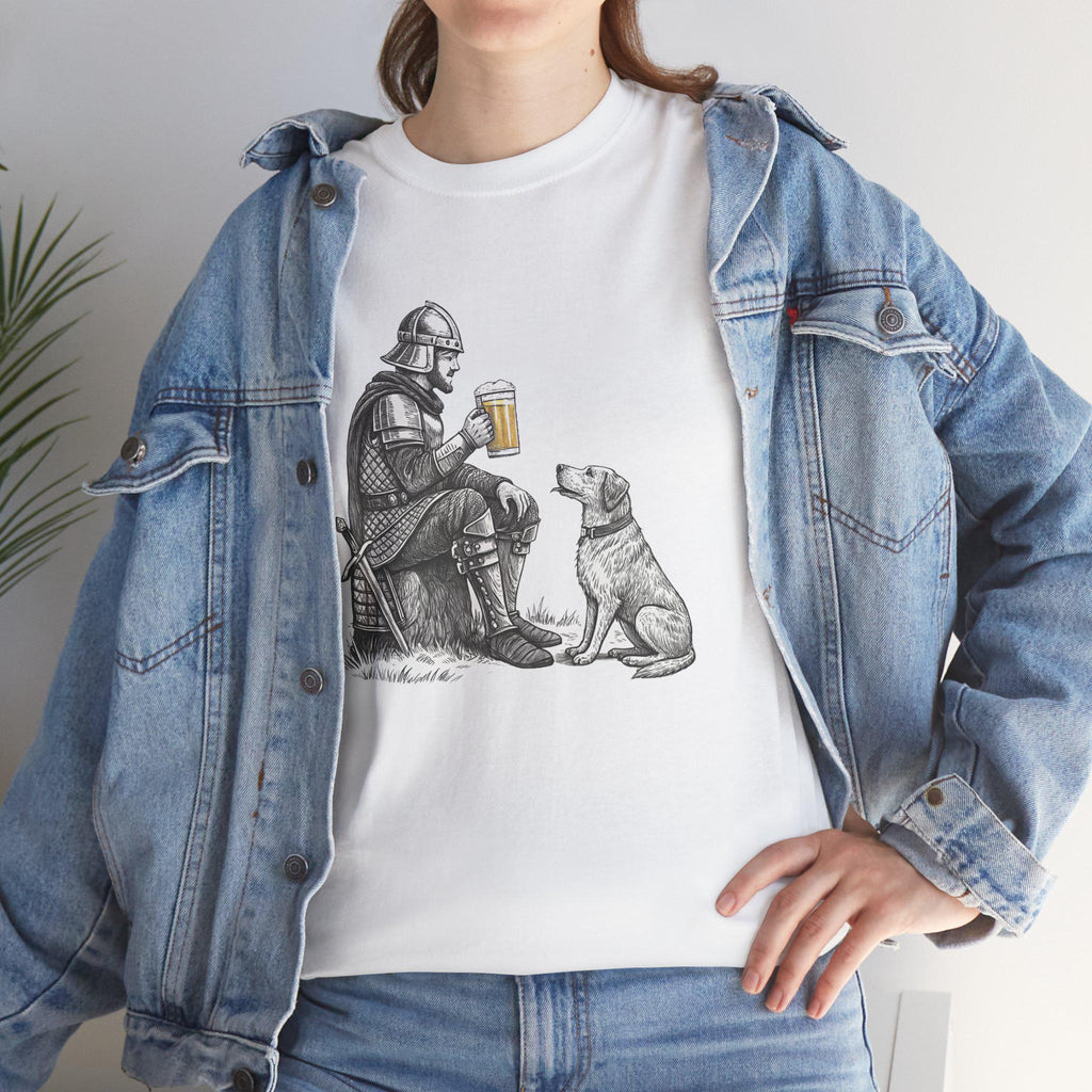 Pint Knight Graphic Tee: Hand-Drawn Medieval Fantasy T-Shirt