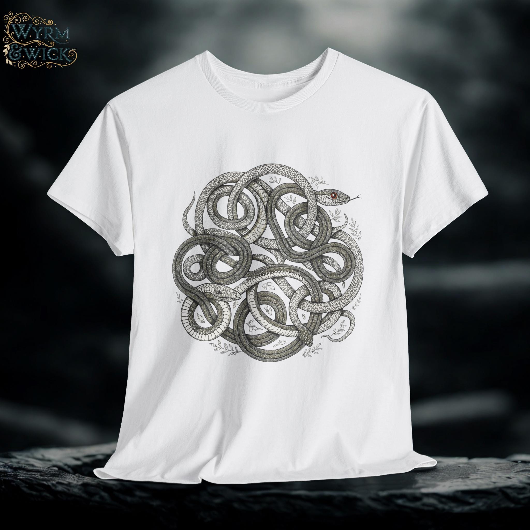 Fantasy Snakes Graphic Tee: Mystical Serpent Unisex Shirt