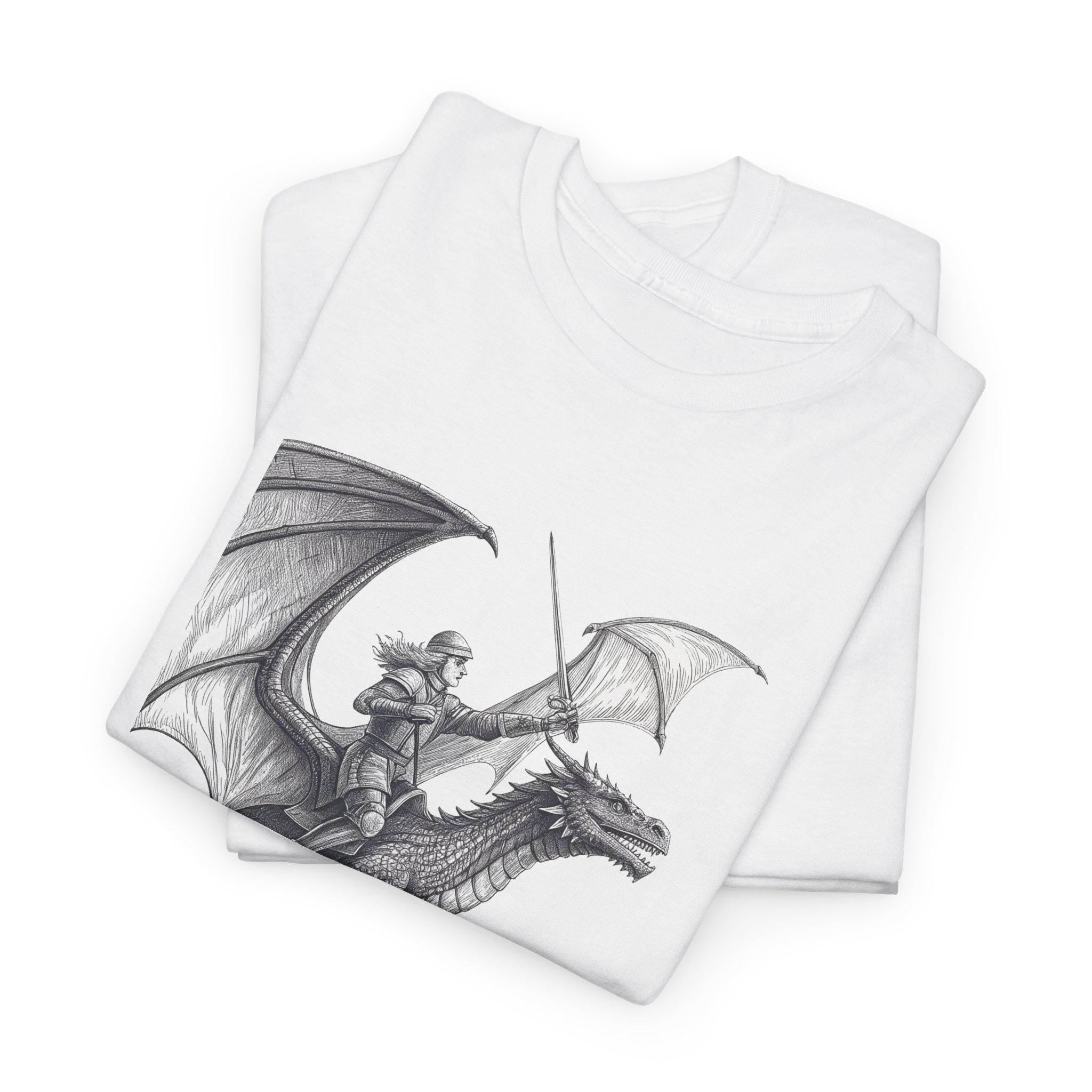 Dragonrider Graphic Tee: Mythical Fantasy Rider Cotton Shirt