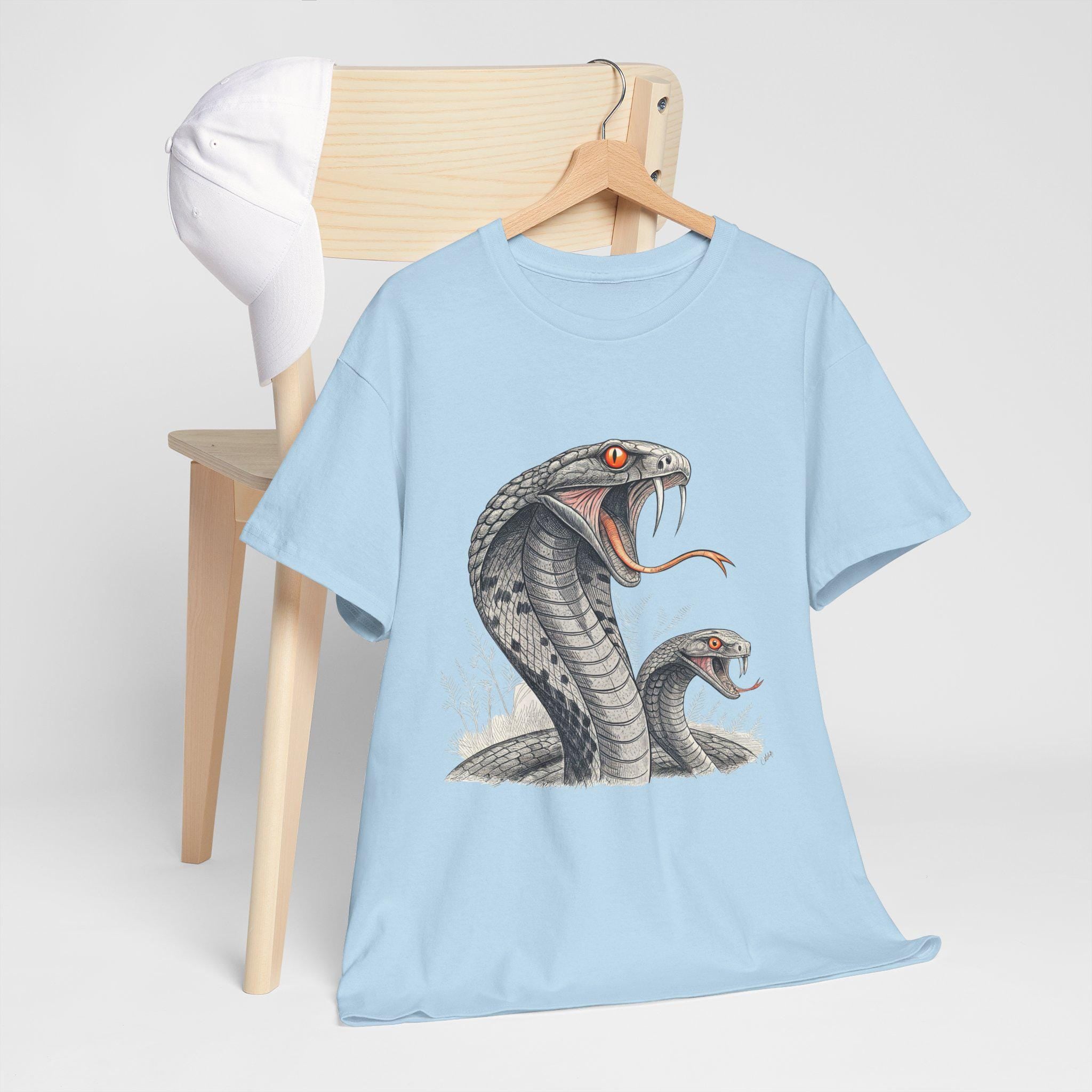 Fantasy Cobra Graphic Tee: Mystical Hand-Drawn Serpent Shirt