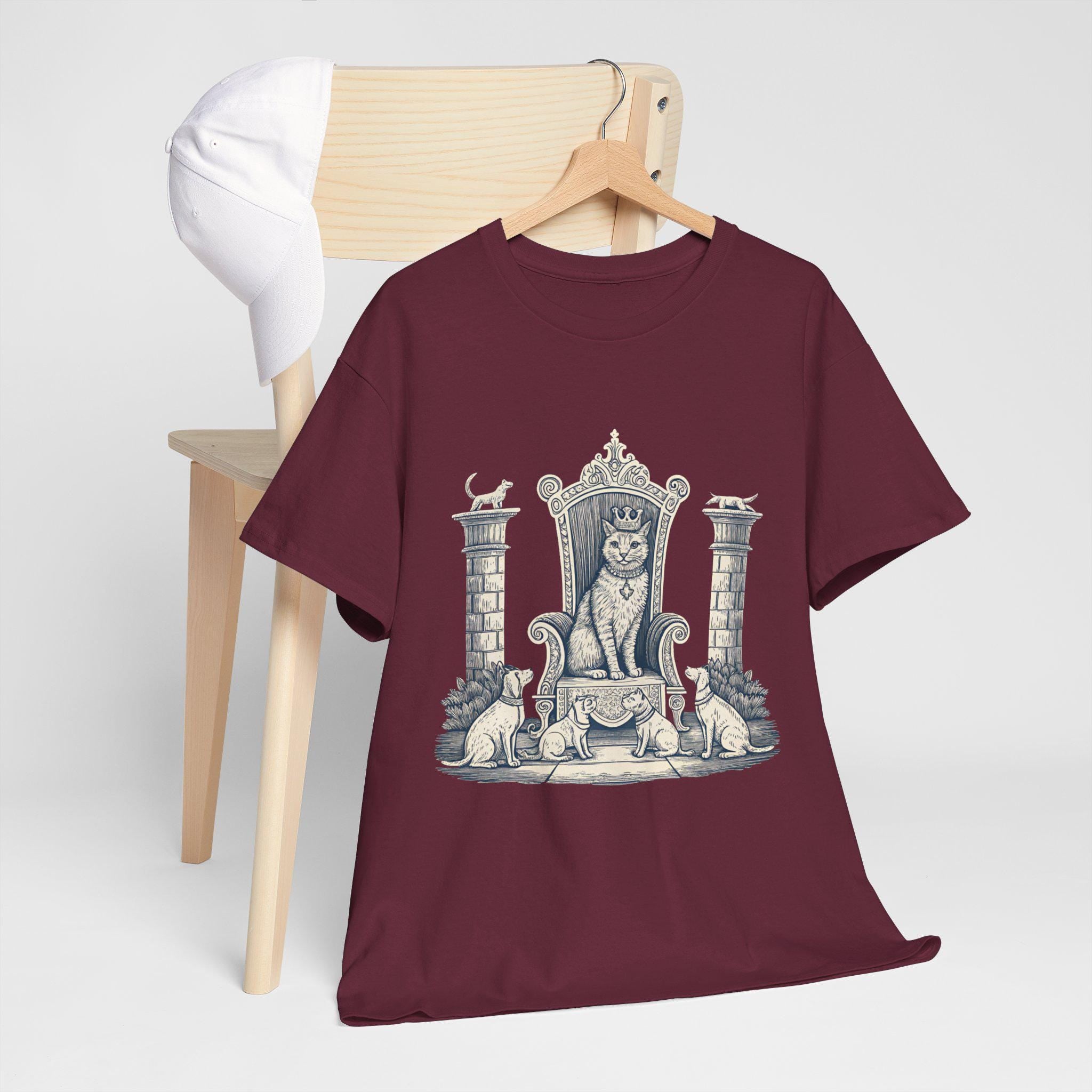 Cat Royalty Graphic Tee: King of Dogs Medieval Fantasy Shirt
