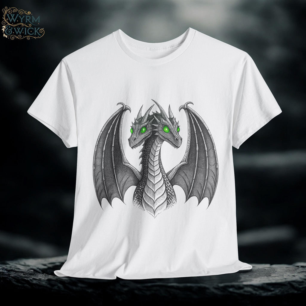 Two-Headed Dragon T-Shirt: Hand-Drawn Medieval Gothic Fantasy Tee