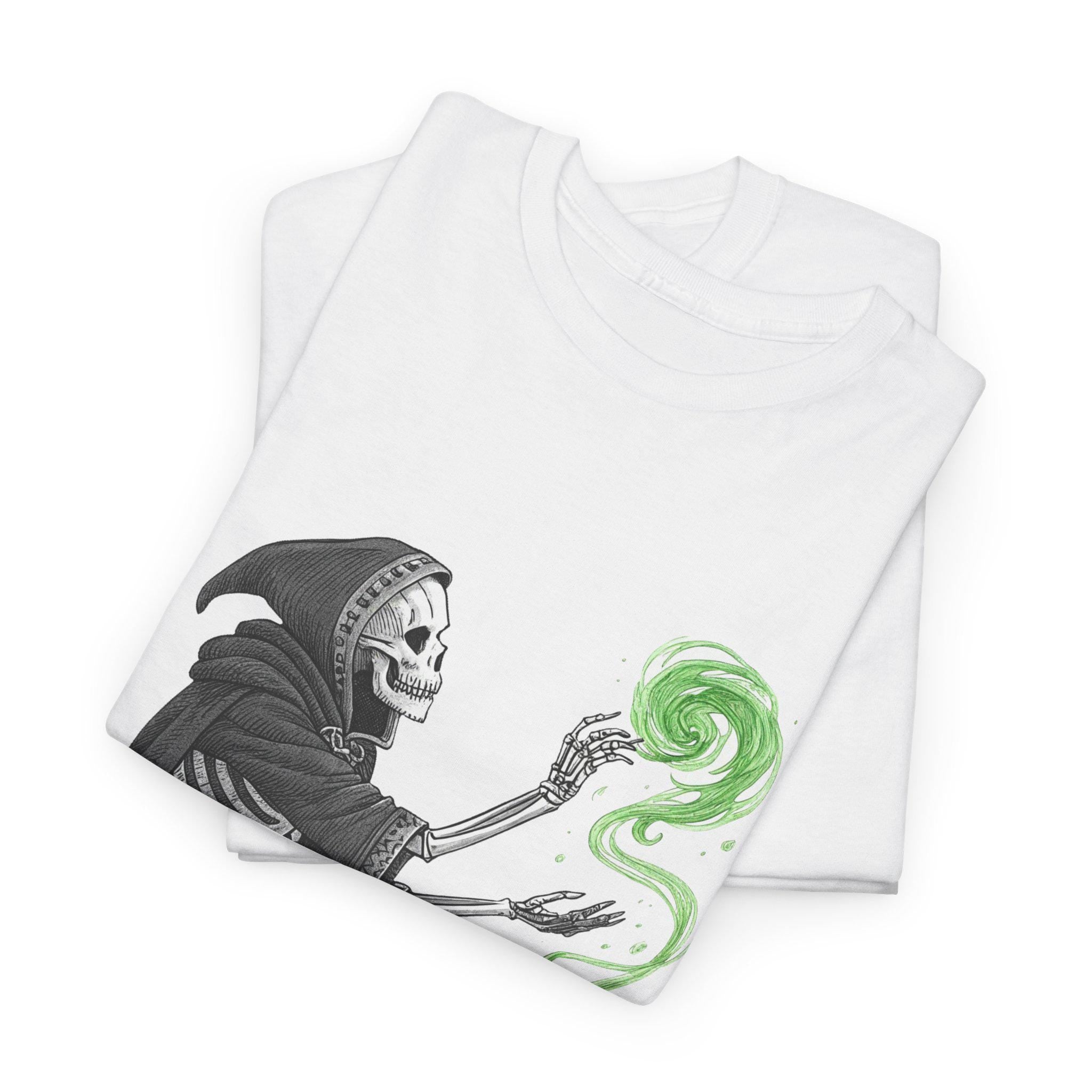 Darth Gothic Skeleton Necromancer Tee: Hand-Drawn Fantasy Graphic