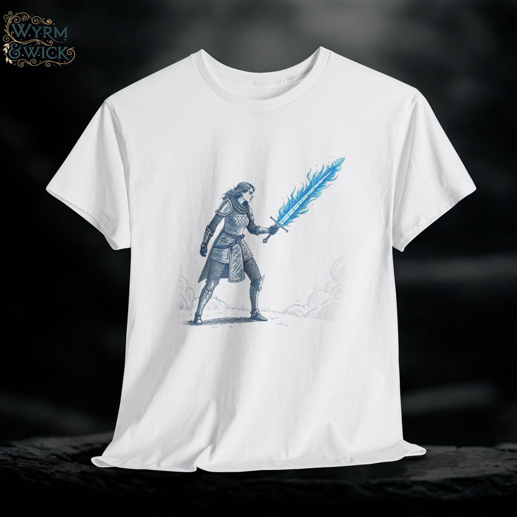 Female Knight T-Shirt: Medieval Sword Fantasy Graphic Tee