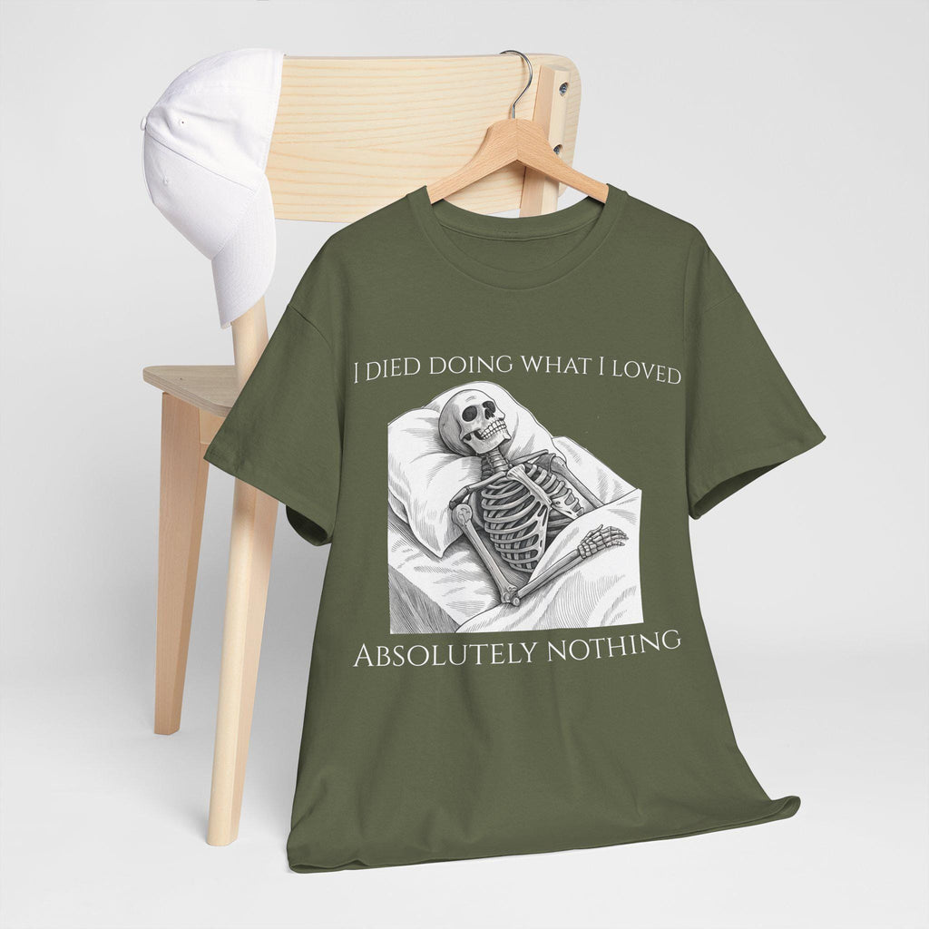 Funny Gothic Skeleton Graphic T-Shirt: Dark Humor Novelty Tee