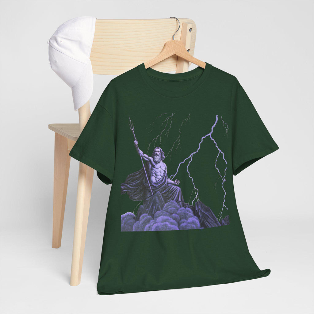 Zeus Lightning Graphic T-Shirt: Purple Greek Mythology Tee