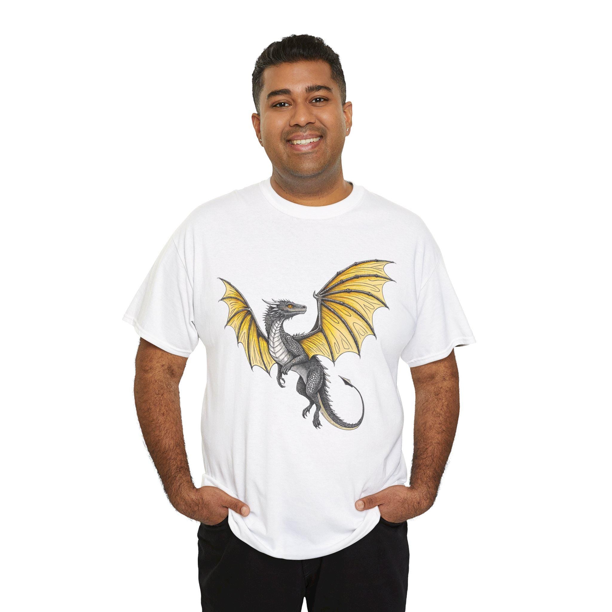 Yellow Dragon Graphic Tee: Medieval Fantasy Unisex T-Shirt