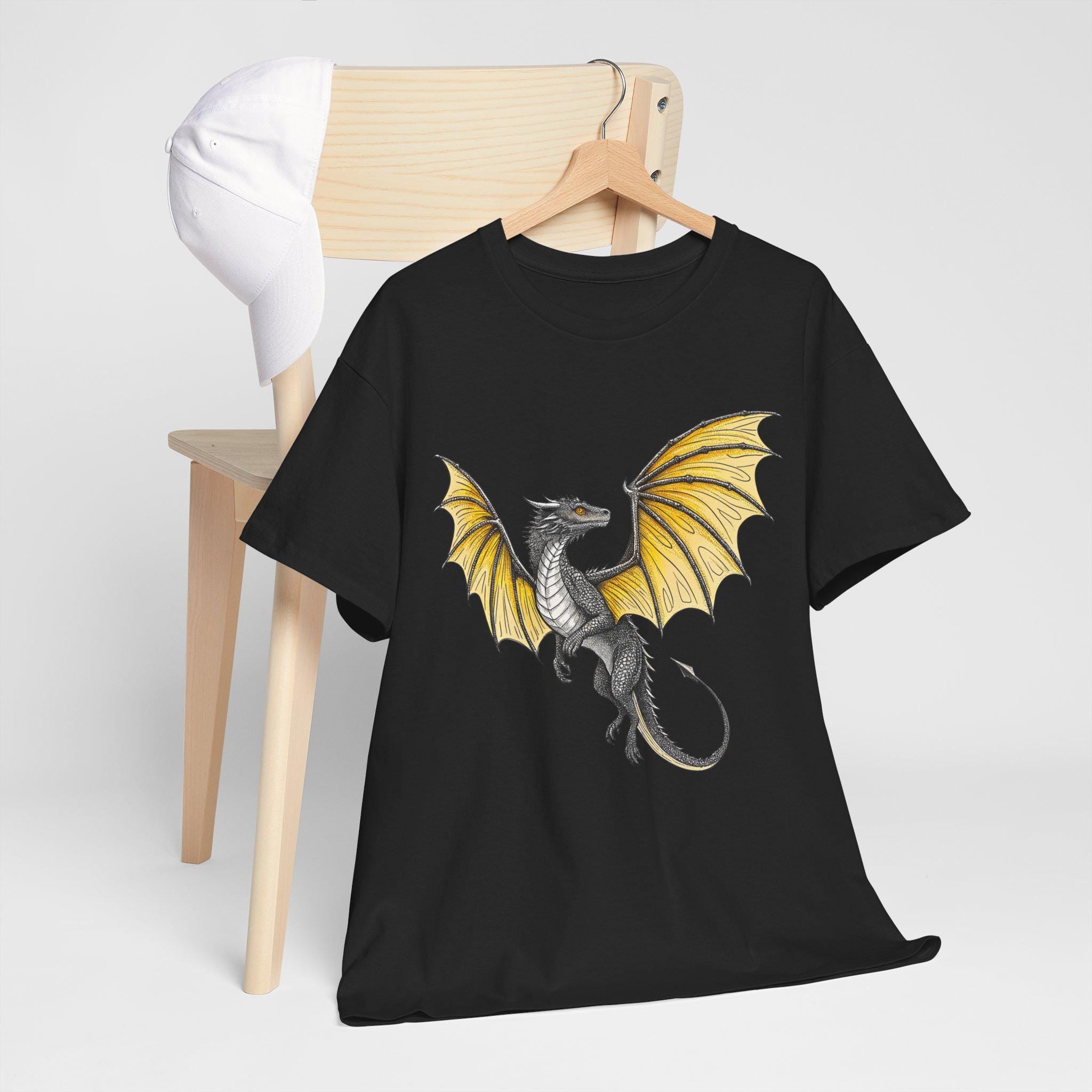 Yellow Dragon Graphic Tee: Medieval Fantasy Unisex T-Shirt
