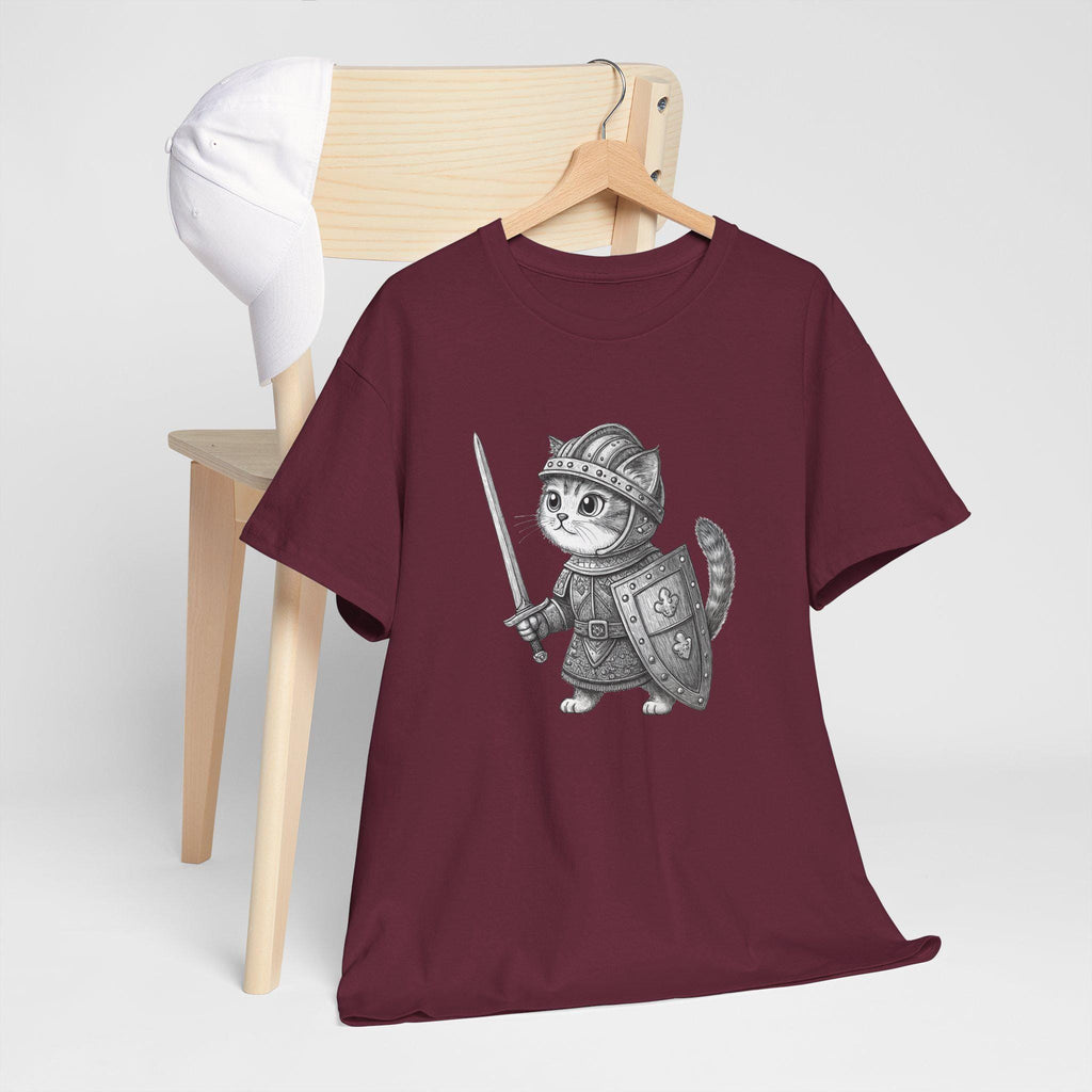 Armored Cat T-Shirt: Medieval Kitten Fantasy Graphic Tee