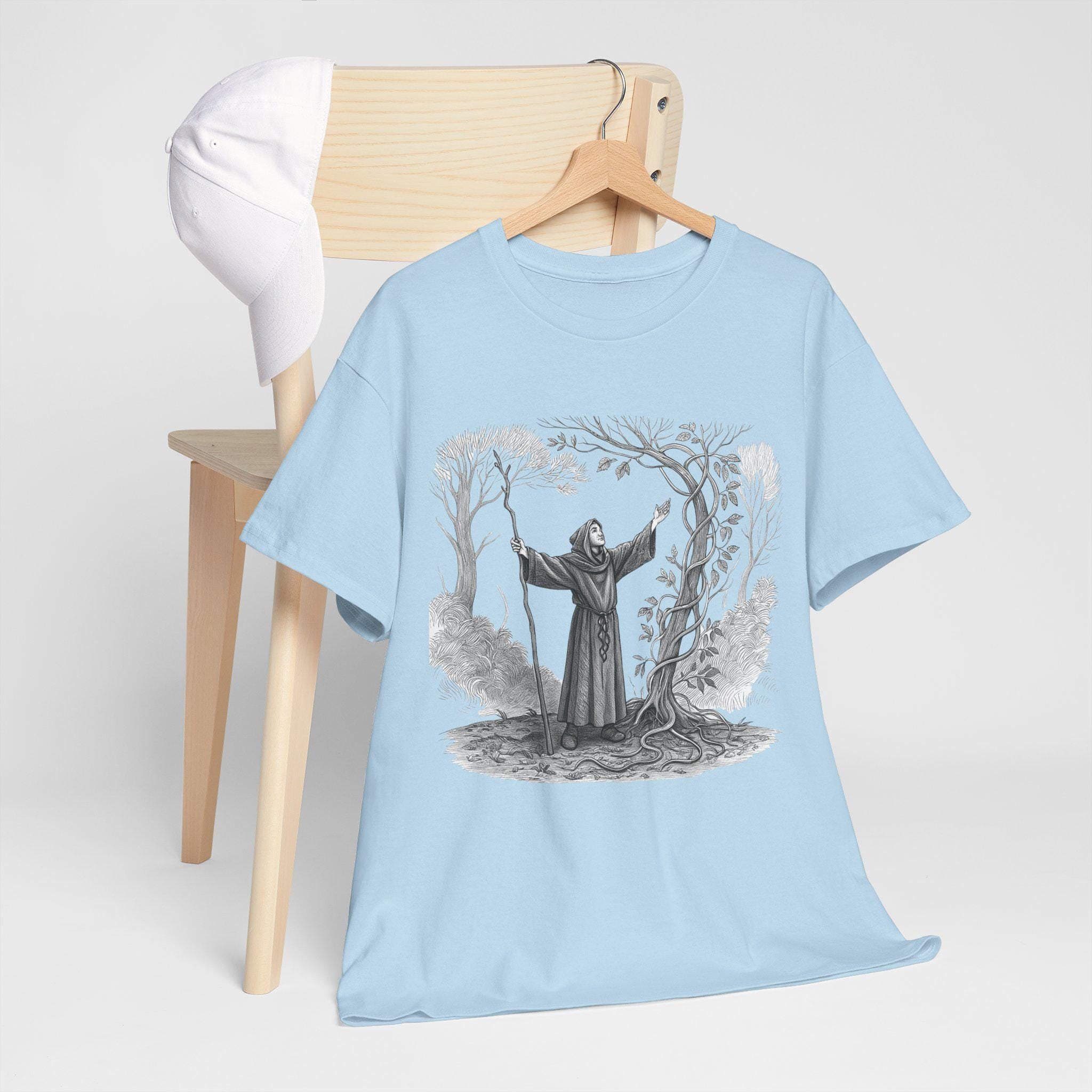 Druid Summoning Vines Graphic Tee - Fantasy Nature Lover Cotton Shirt