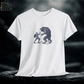 Mythical Knight and Werewolf Graphic Tee: Medieval Fantasy Cotton T-Shirt