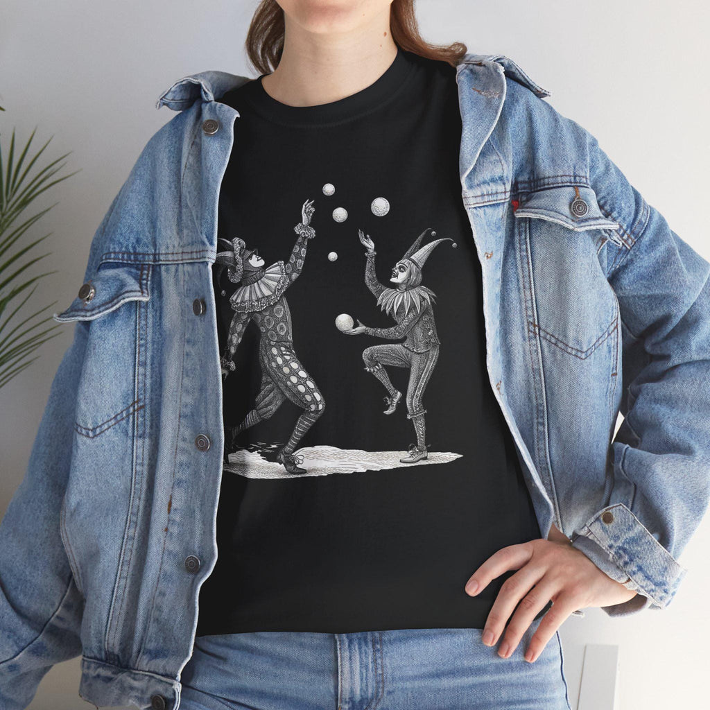 Juggling Jesters Gothic Tee: Medieval Castlecore Graphic T-Shirt