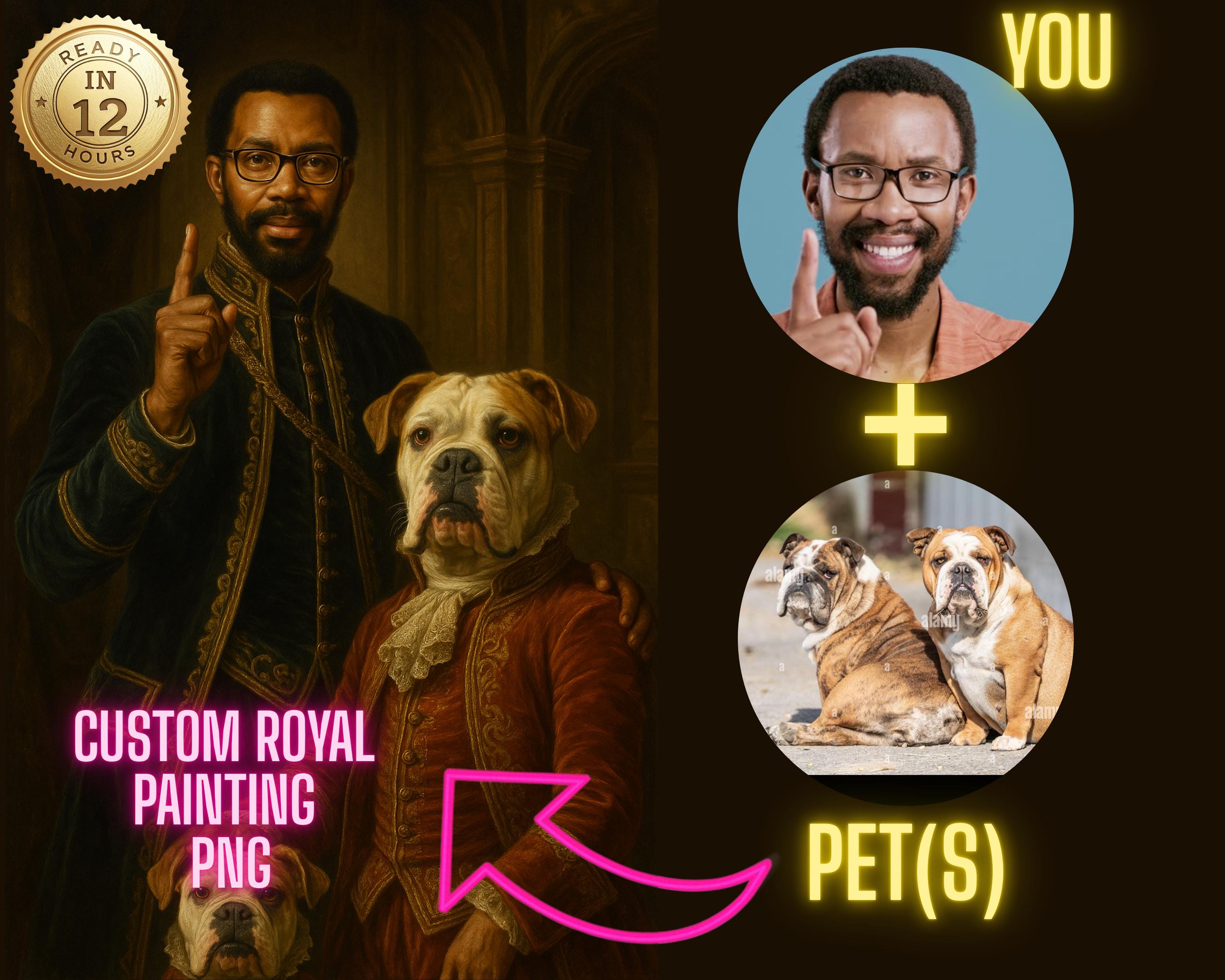 Custom Royal Pet Portrait: Renaissance Style Digital Painting (PNG Download)