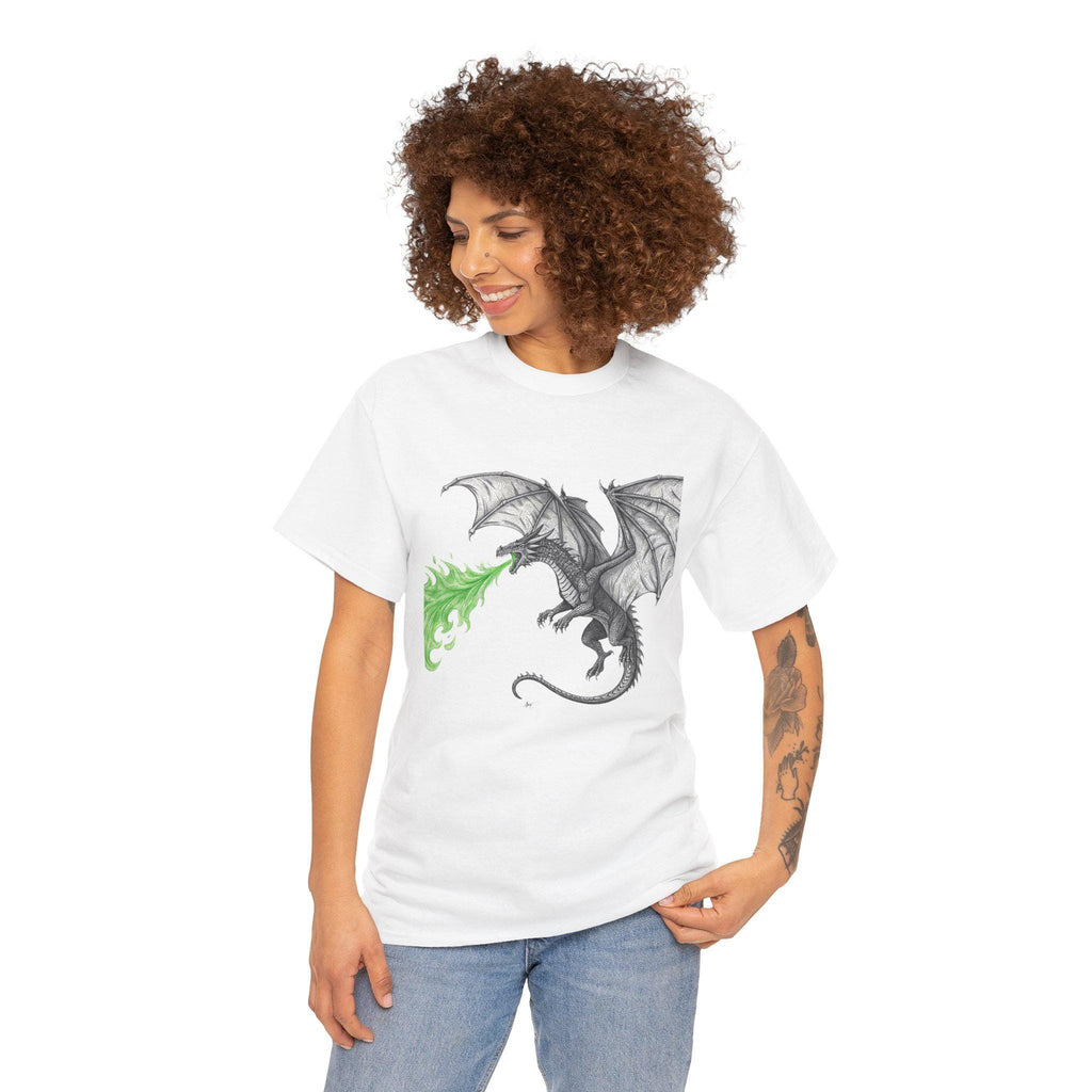 Dragon Breathing Fire Graphic Tee: Medieval Fantasy Unisex T-Shirt