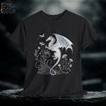 Medieval Dragon Flowers T-Shirt: Gothic Fantasy Graphic Tee