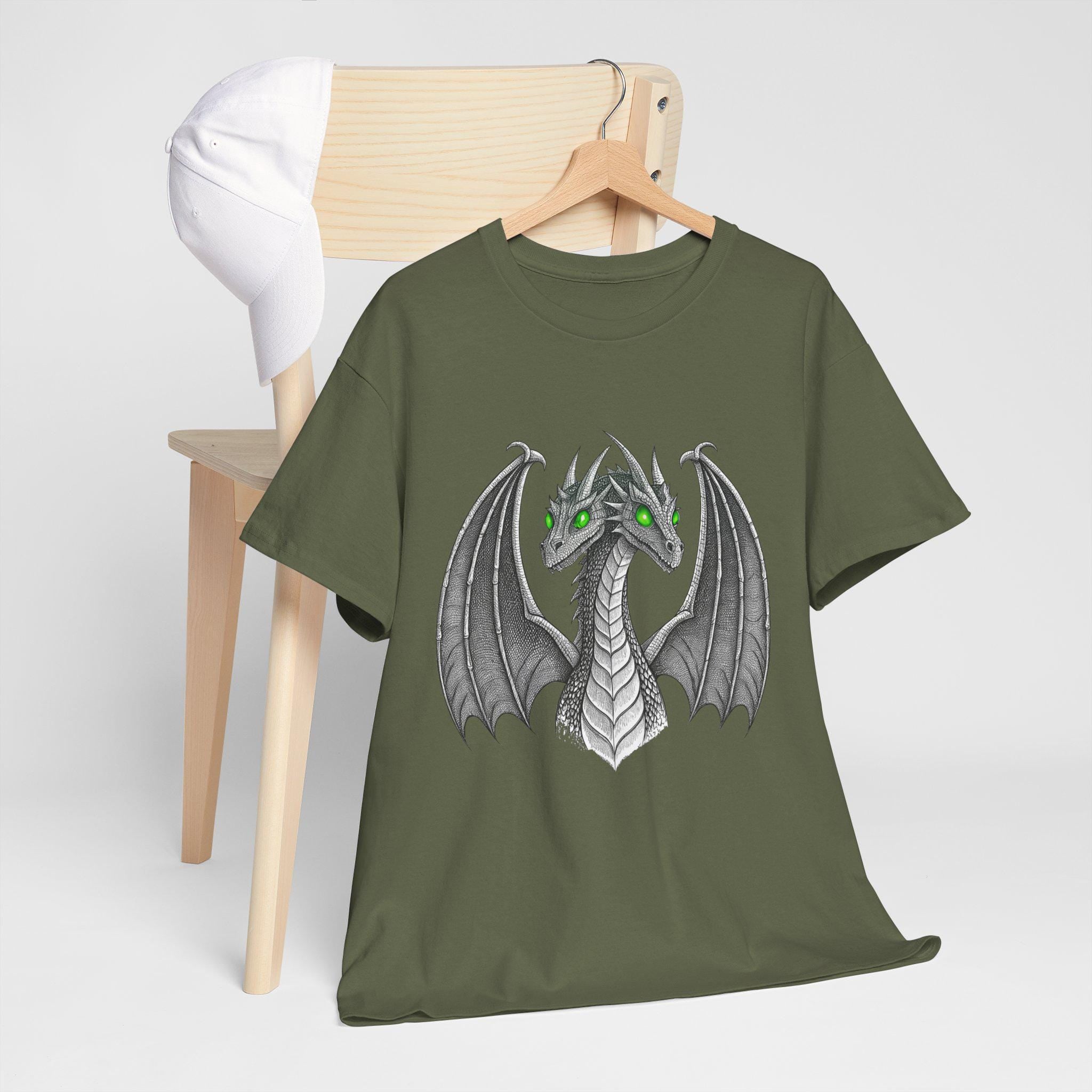 Two-Headed Dragon T-Shirt: Hand-Drawn Medieval Gothic Fantasy Tee