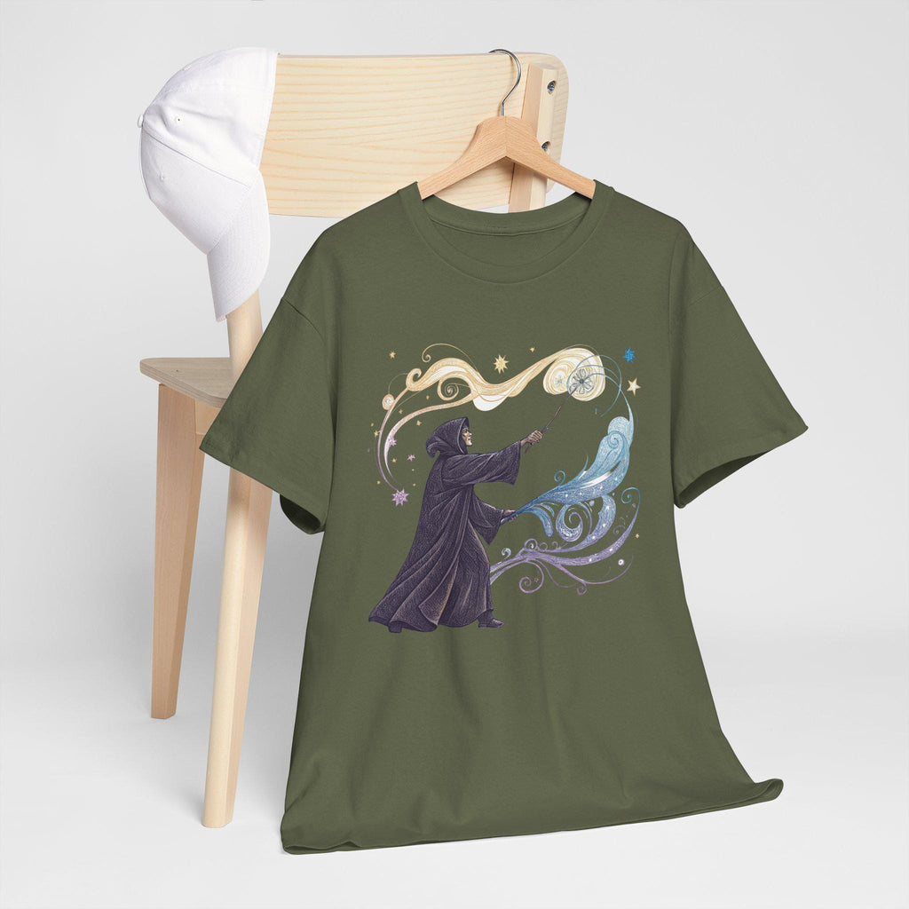 Cloaked Spellweaver T-Shirt: Hand-Drawn Fantasy Graphic Tee