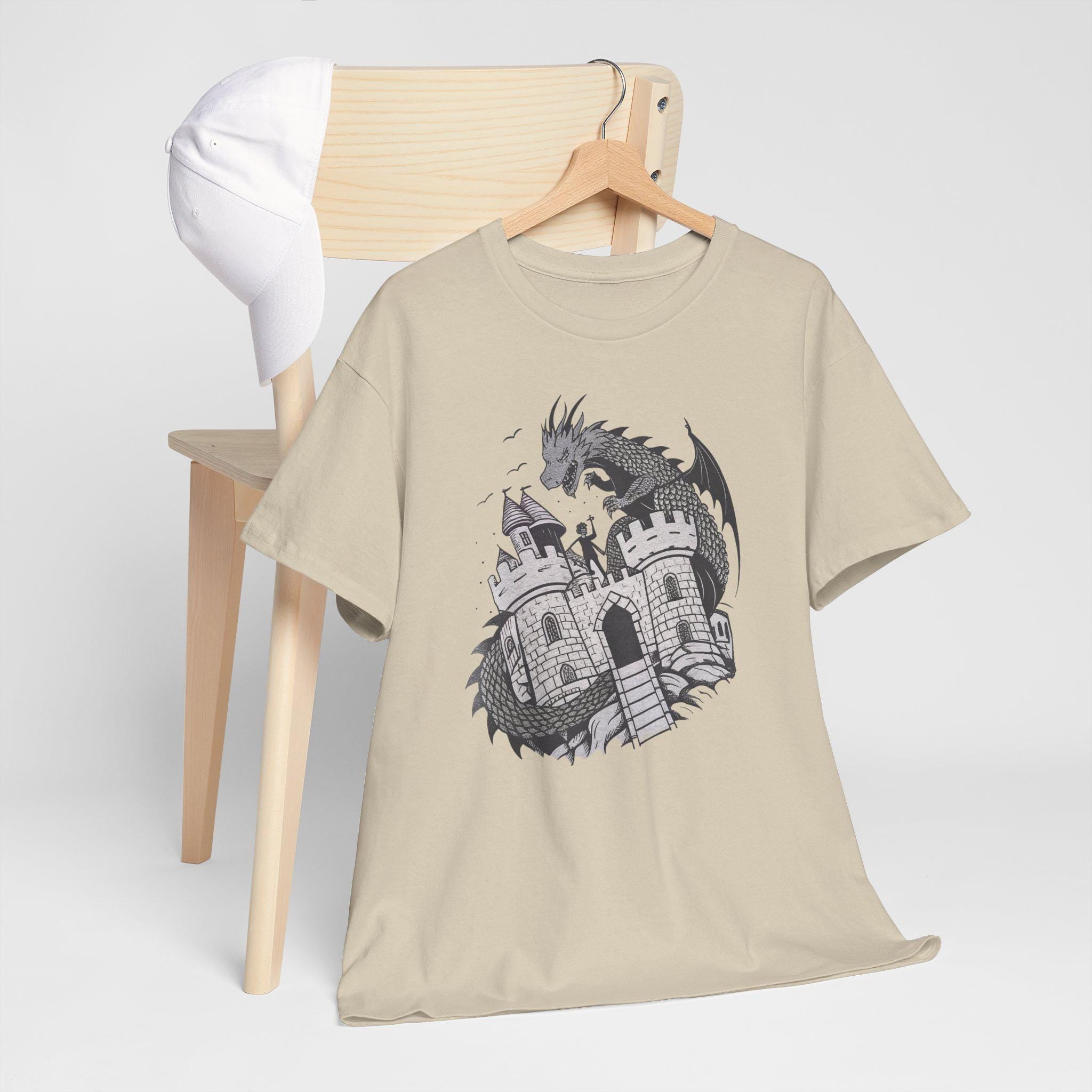 Dragon Castle Graphic Tee: Medieval Fantasy Shirt